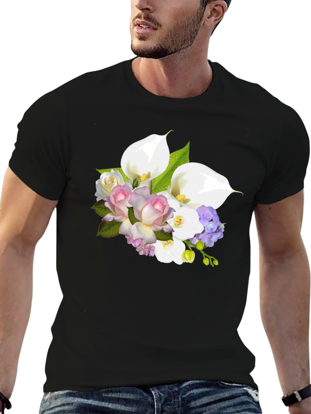 Floral Bouquet Graphic Tee - Elegant Design