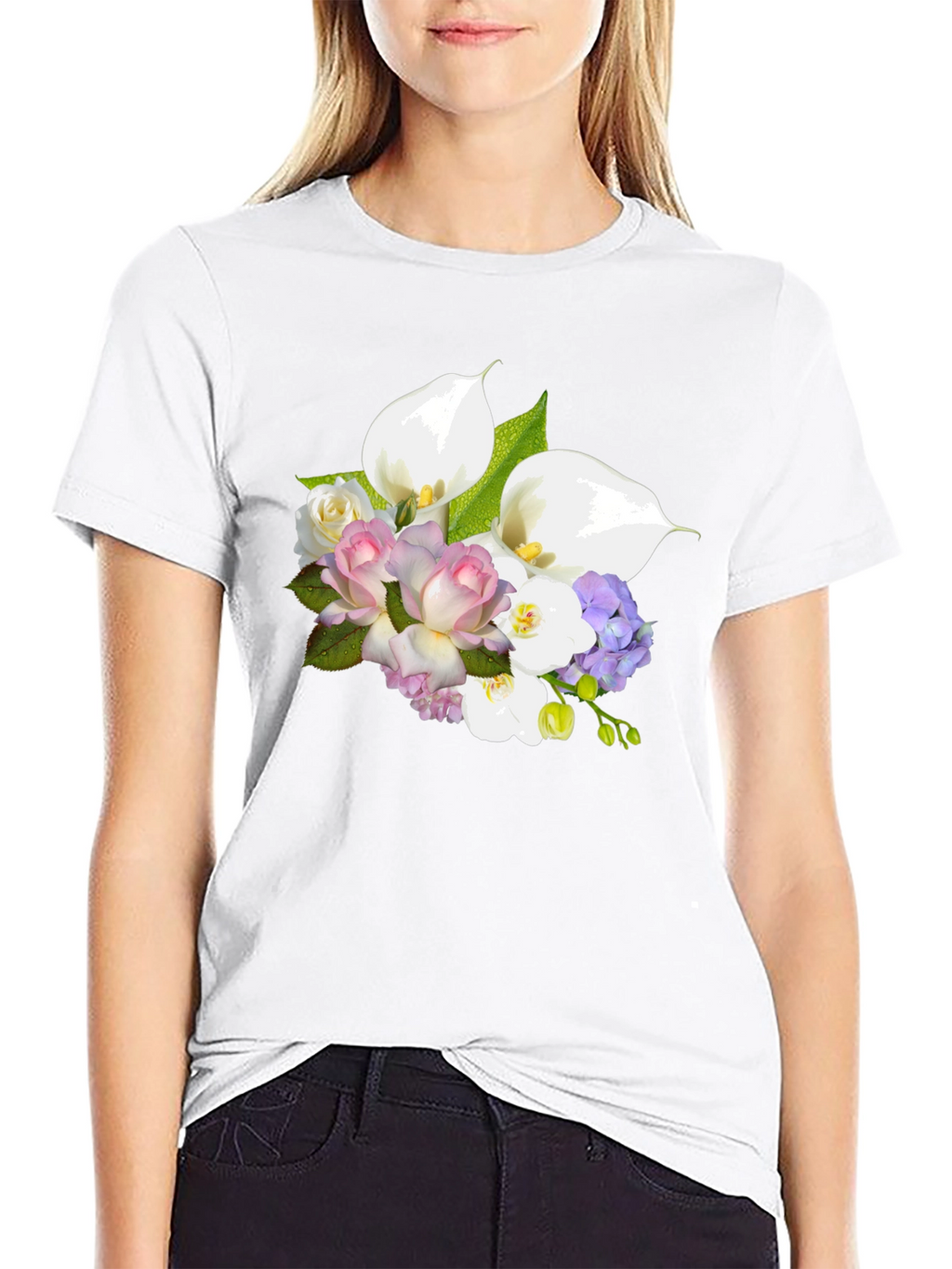 Floral Bouquet Graphic Tee - Elegant Design