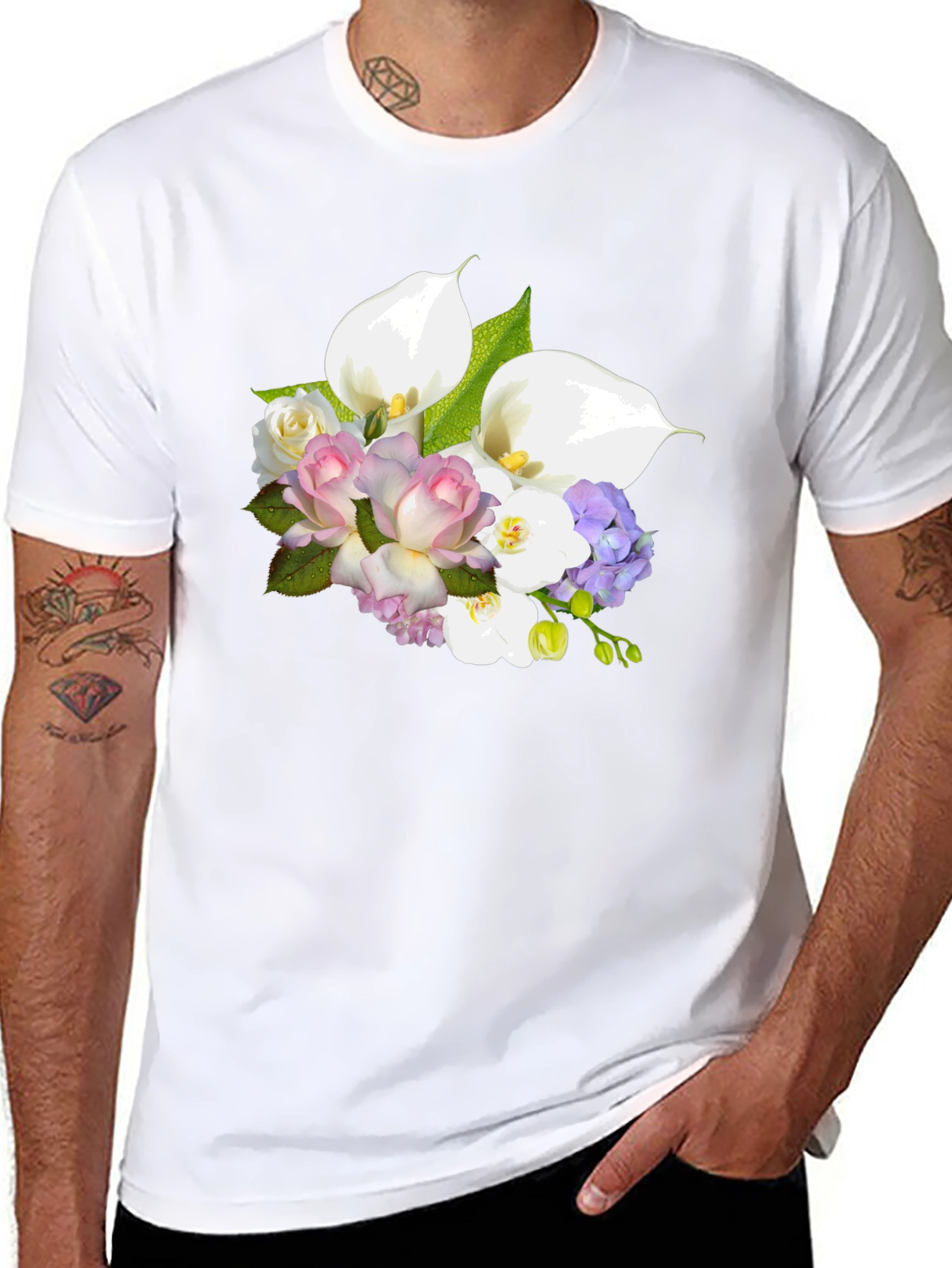 Floral Bouquet Graphic Tee - Elegant Design
