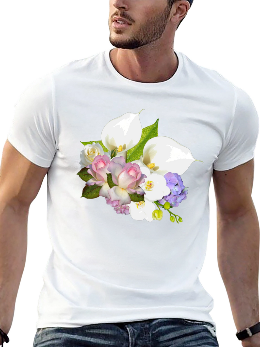 Floral Bouquet Graphic Tee - Elegant Design