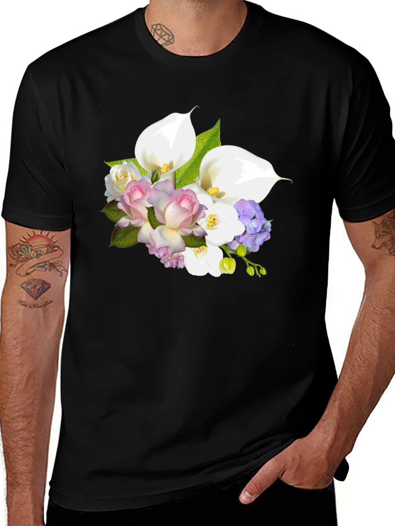 Floral Bouquet Graphic Tee - Elegant Design