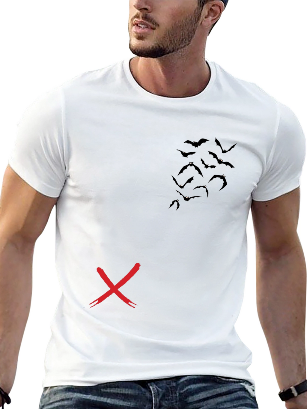 Bat Silhouette Graphic Tee - Mens Black T-Shirt