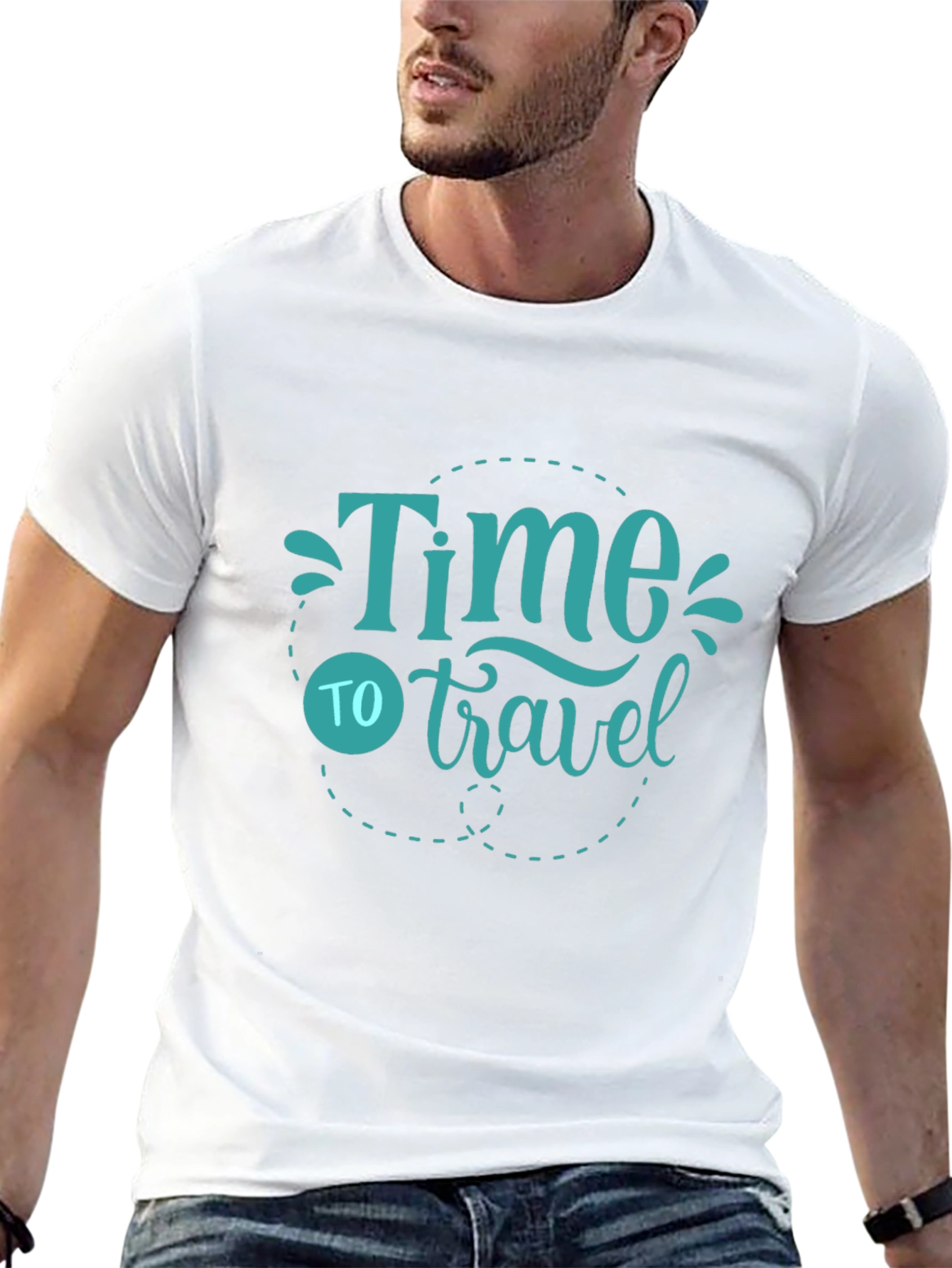 Time to Travel Graphic Tee - Black Cotton T-Shirt