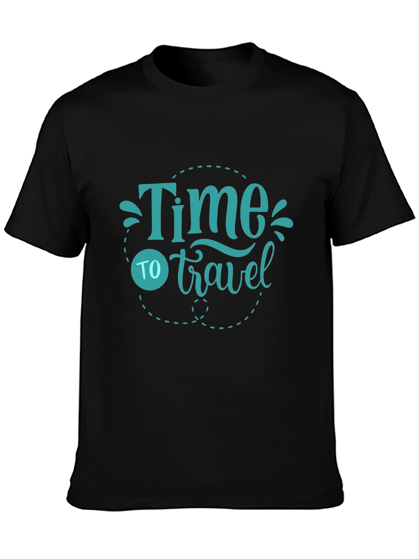 Time to Travel Graphic Tee - Black Cotton T-Shirt