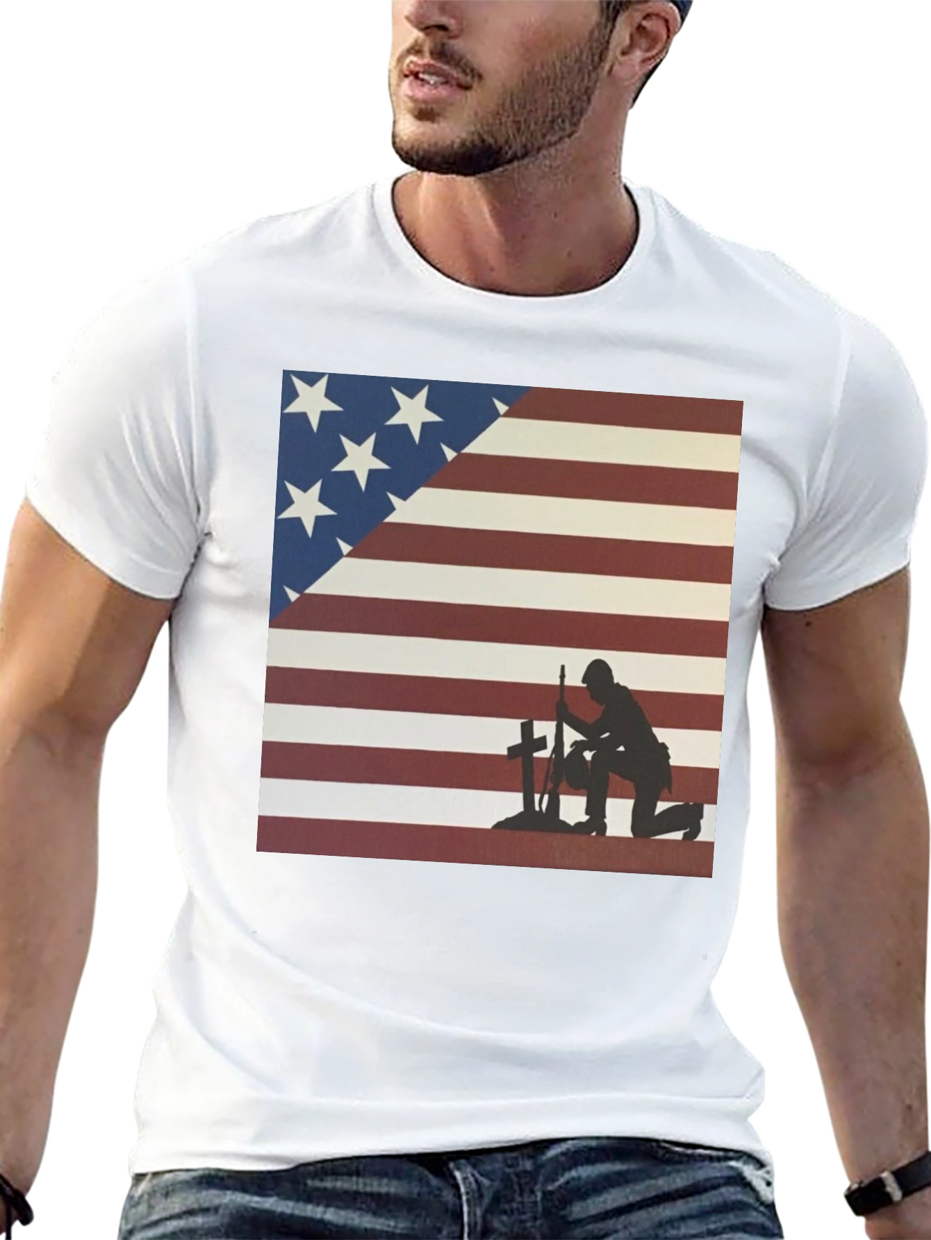 Patriotic Soldier T-Shirt: American Flag Design