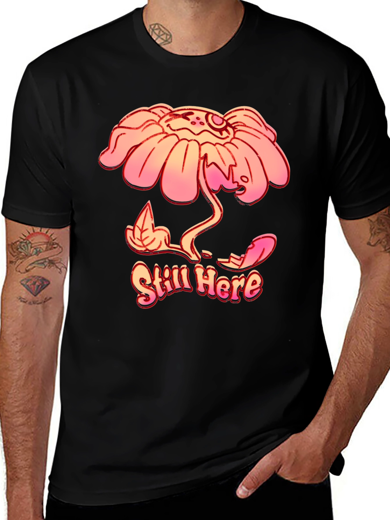 Still Here Graphic Print Black T-Shirt