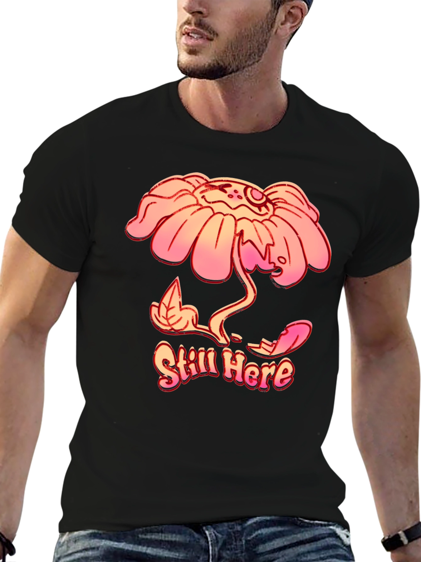 Still Here Graphic Print Black T-Shirt