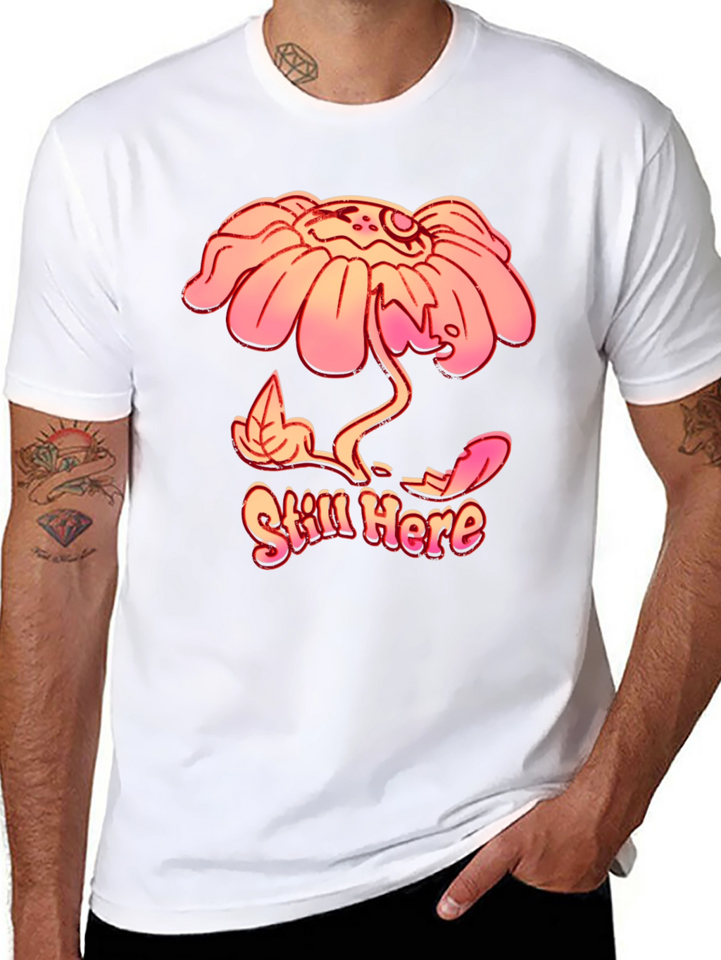Still Here Graphic Print Black T-Shirt