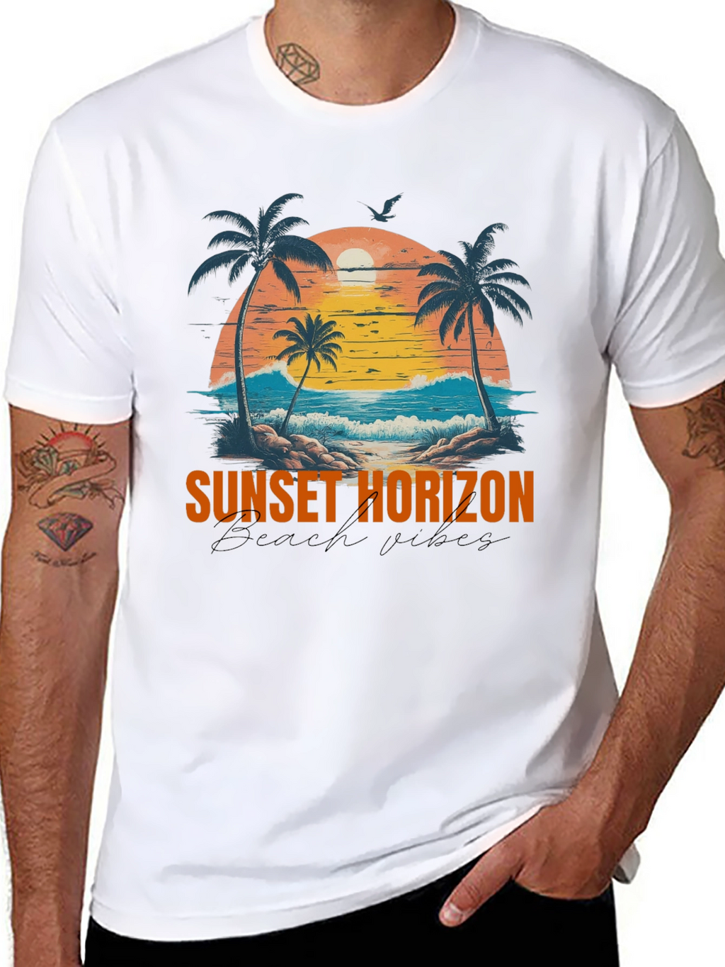 Sunset Horizon Beach Vibes Graphic T-Shirt