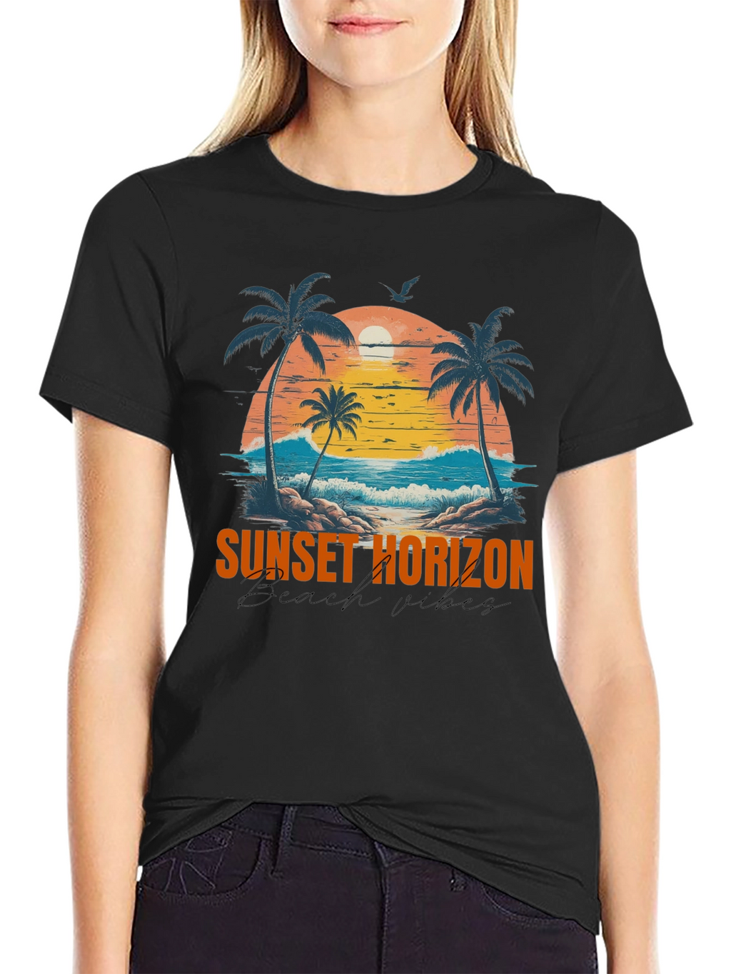 Sunset Horizon Beach Vibes Graphic T-Shirt