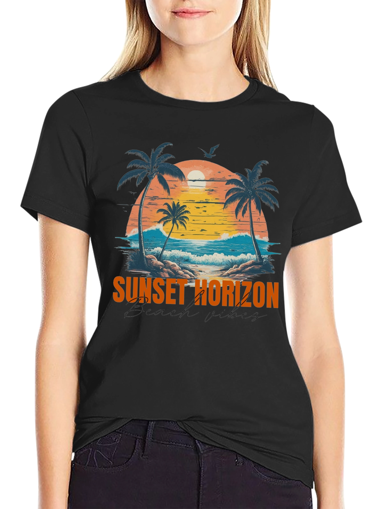 Sunset Horizon Beach Vibes Graphic T-Shirt