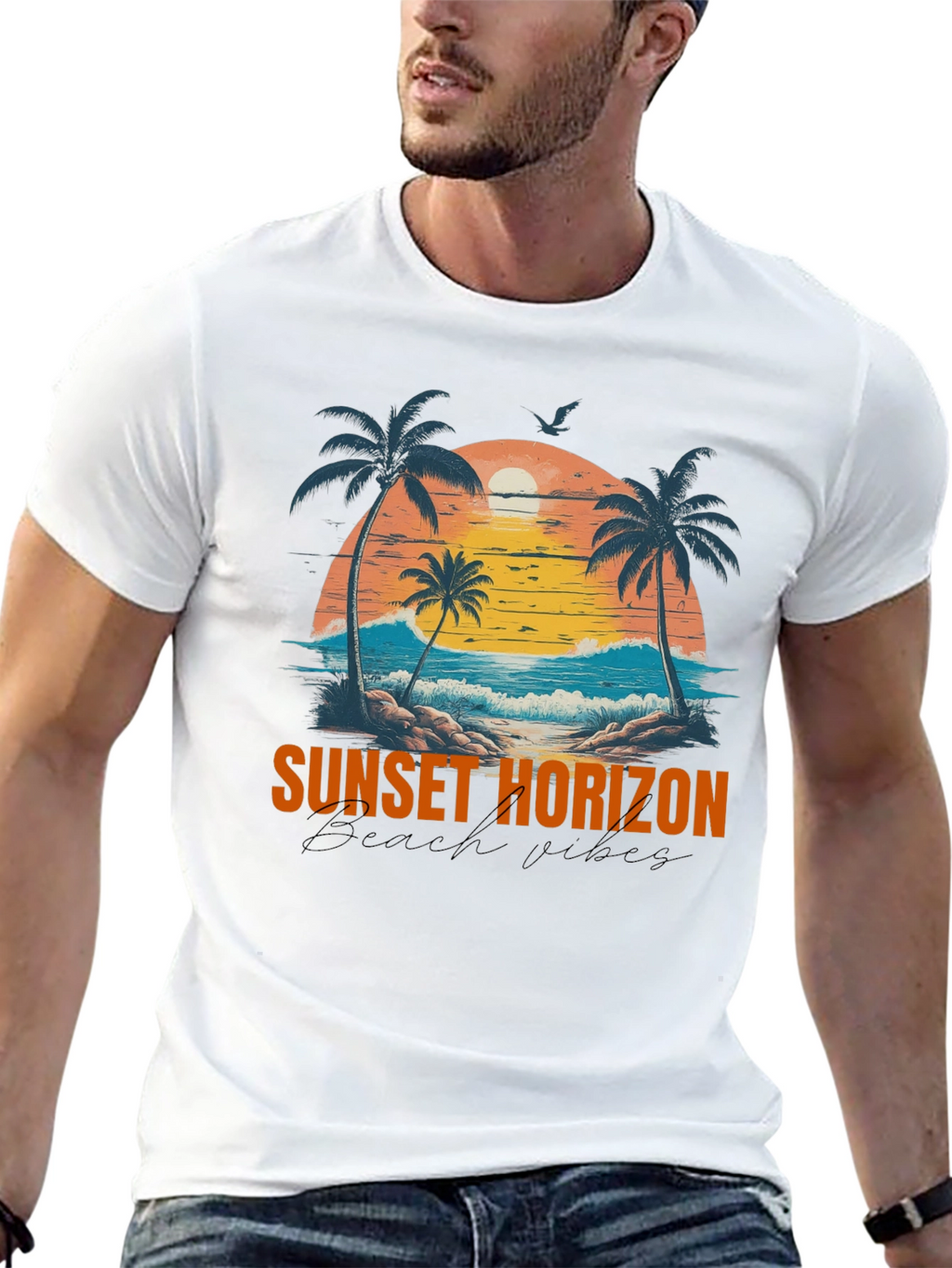 Sunset Horizon Beach Vibes Graphic T-Shirt
