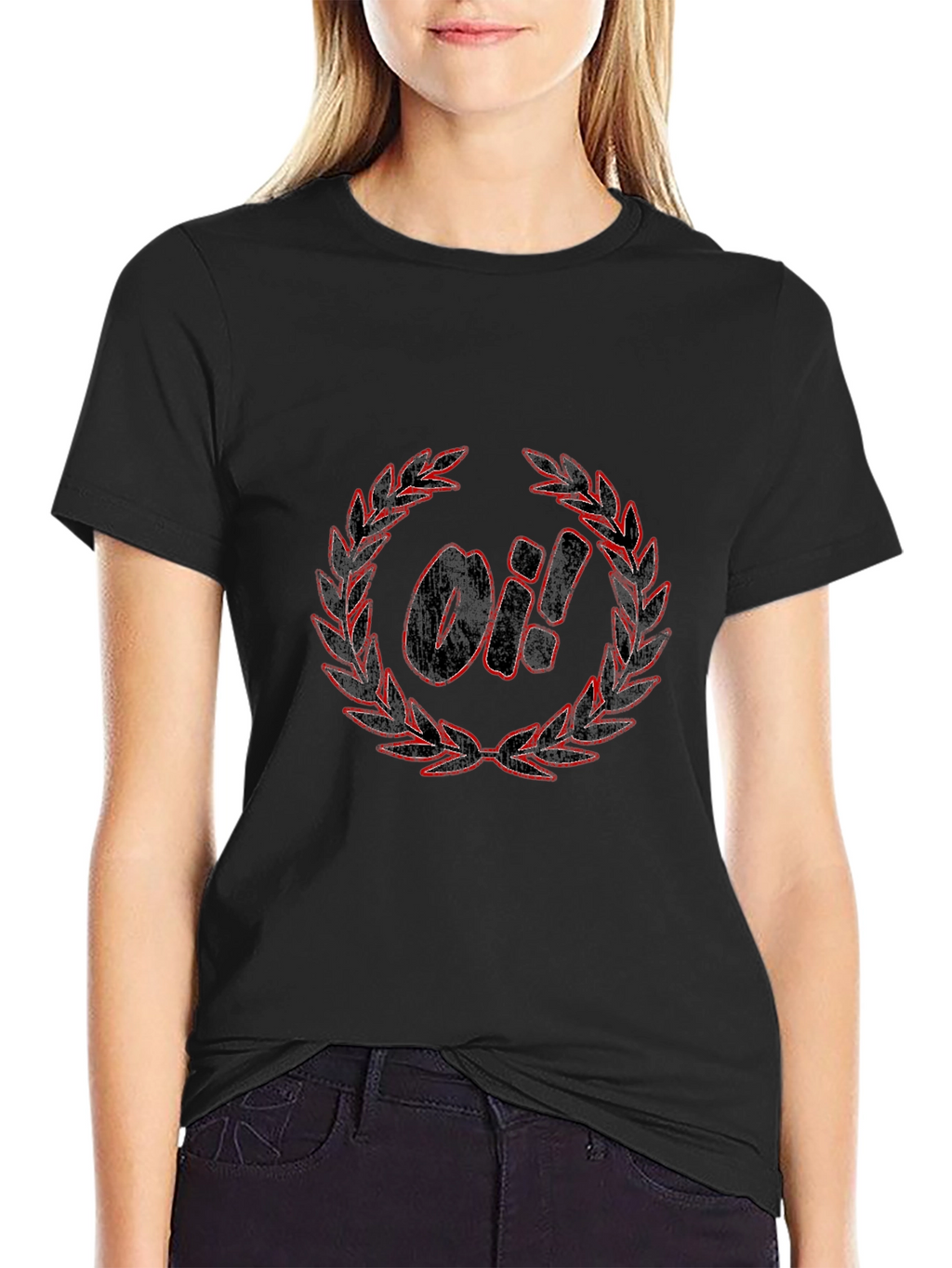OI! Laurel Wreath Graphic T-Shirt - Black