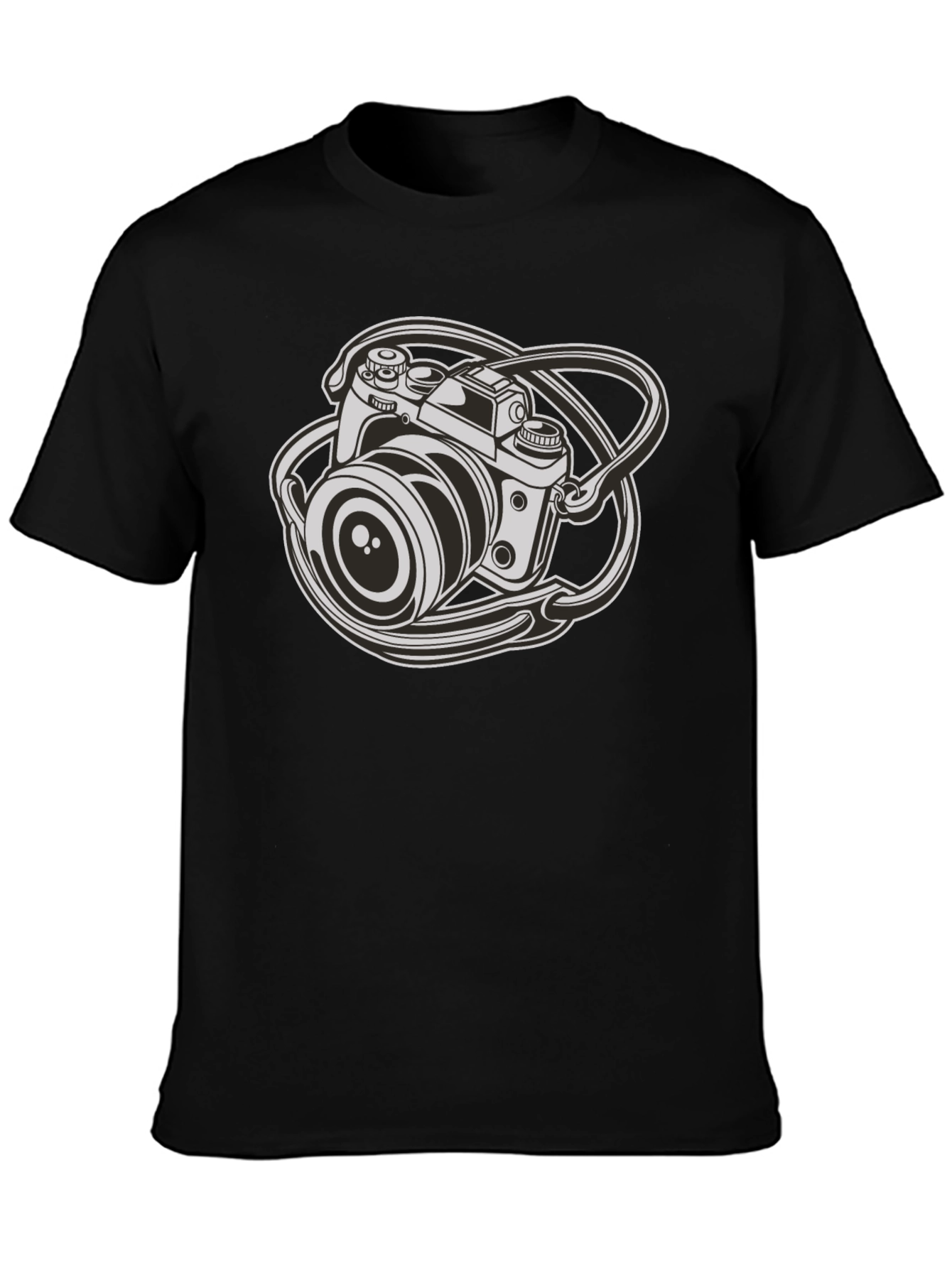 Vintage Camera Graphic T-Shirt - Black