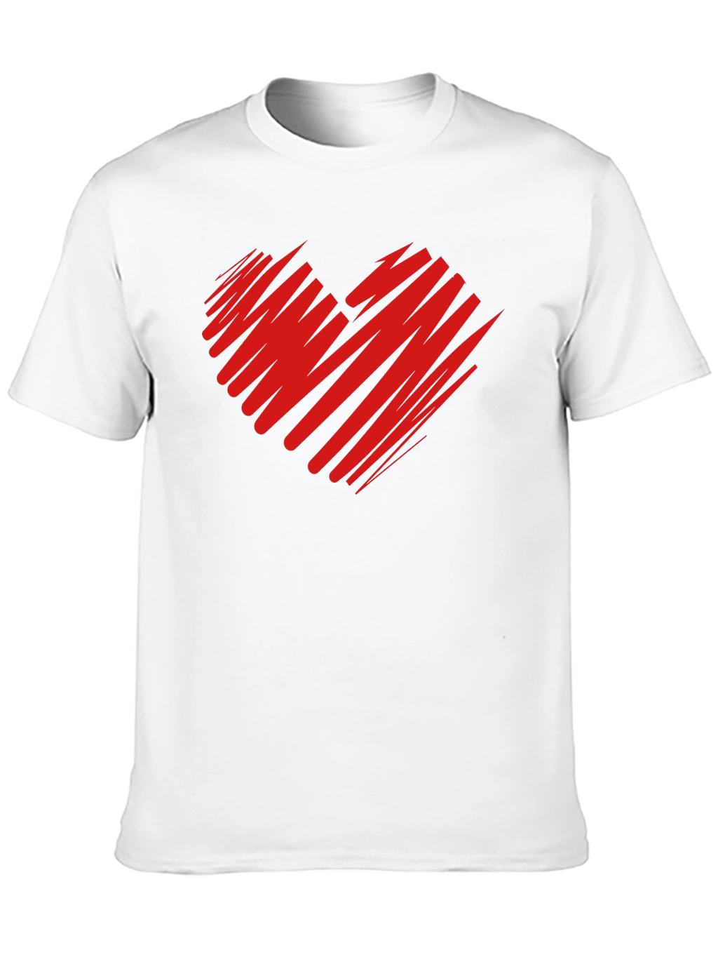 Red Scribble Heart Black T-Shirt