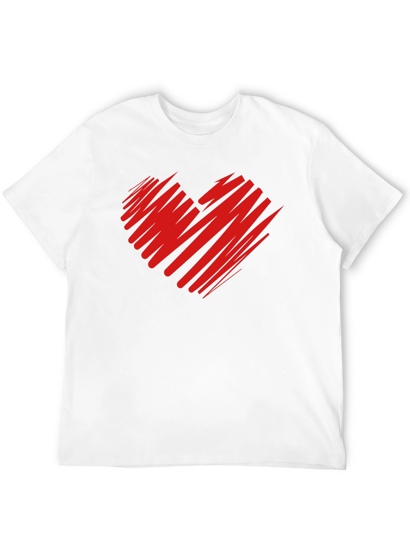 Red Scribble Heart Black T-Shirt