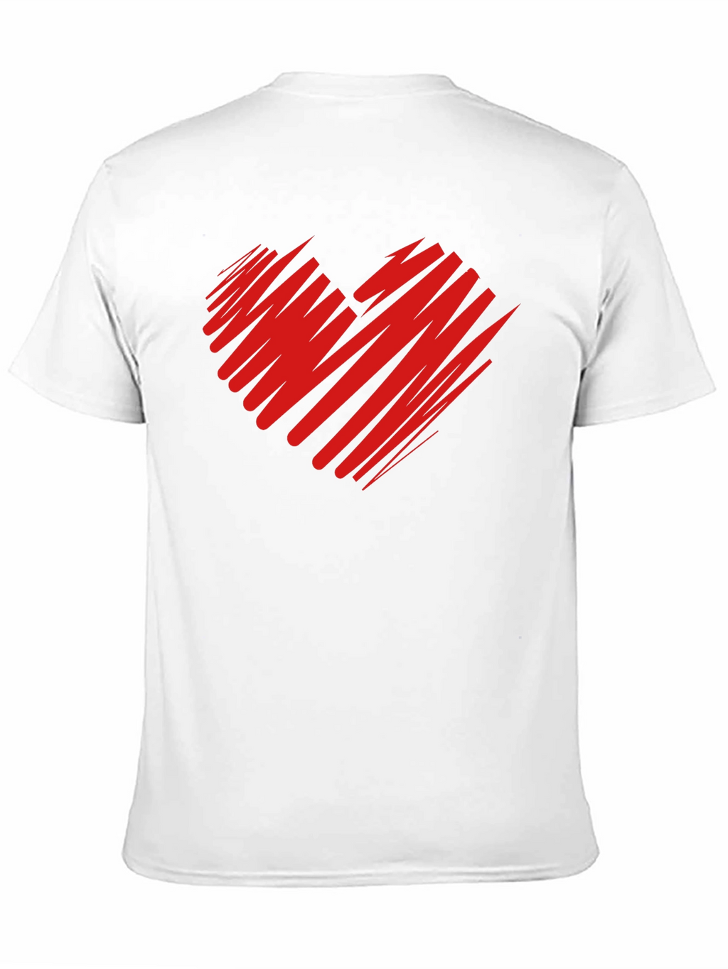 Red Scribble Heart Black T-Shirt