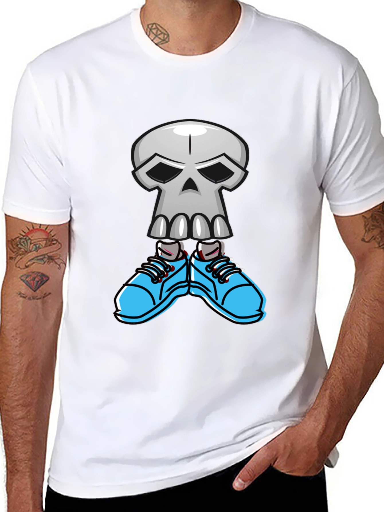 Cool Skull with Sneakers Graphic T-Shirt