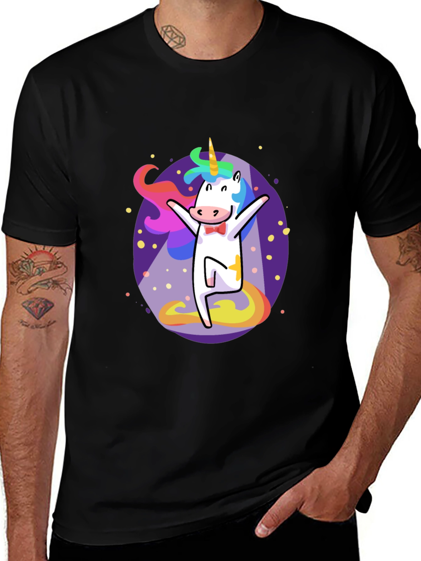 Funny Unicorn Graphic Tee - Mens Black T-Shirt
