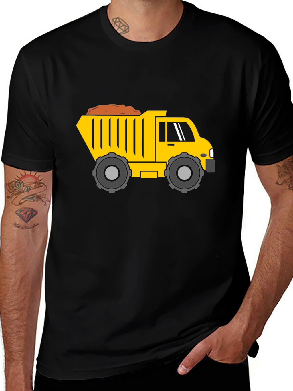 Dump Truck Graphic Tee - Black Cotton Blend