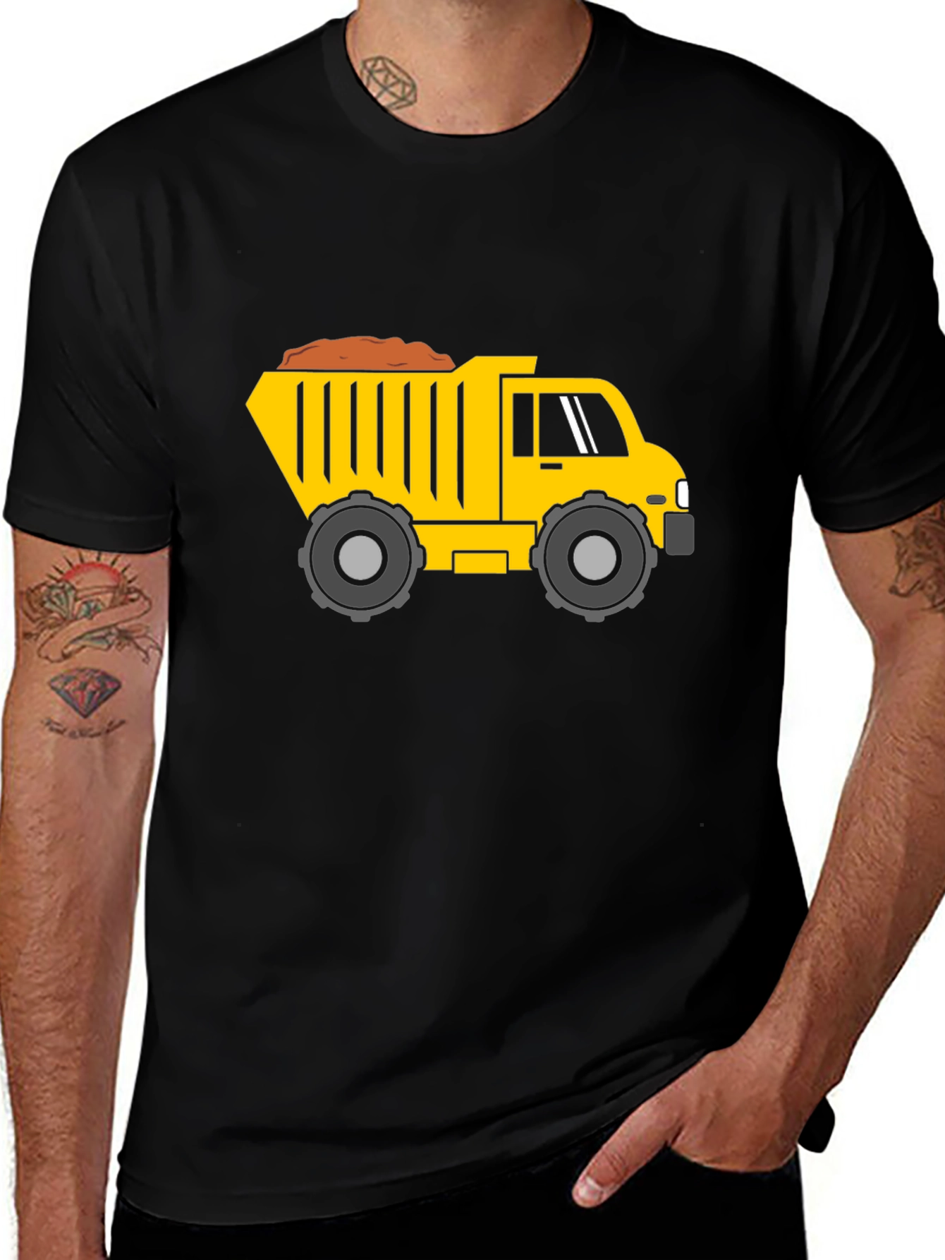 Dump Truck Graphic Tee - Black Cotton Blend