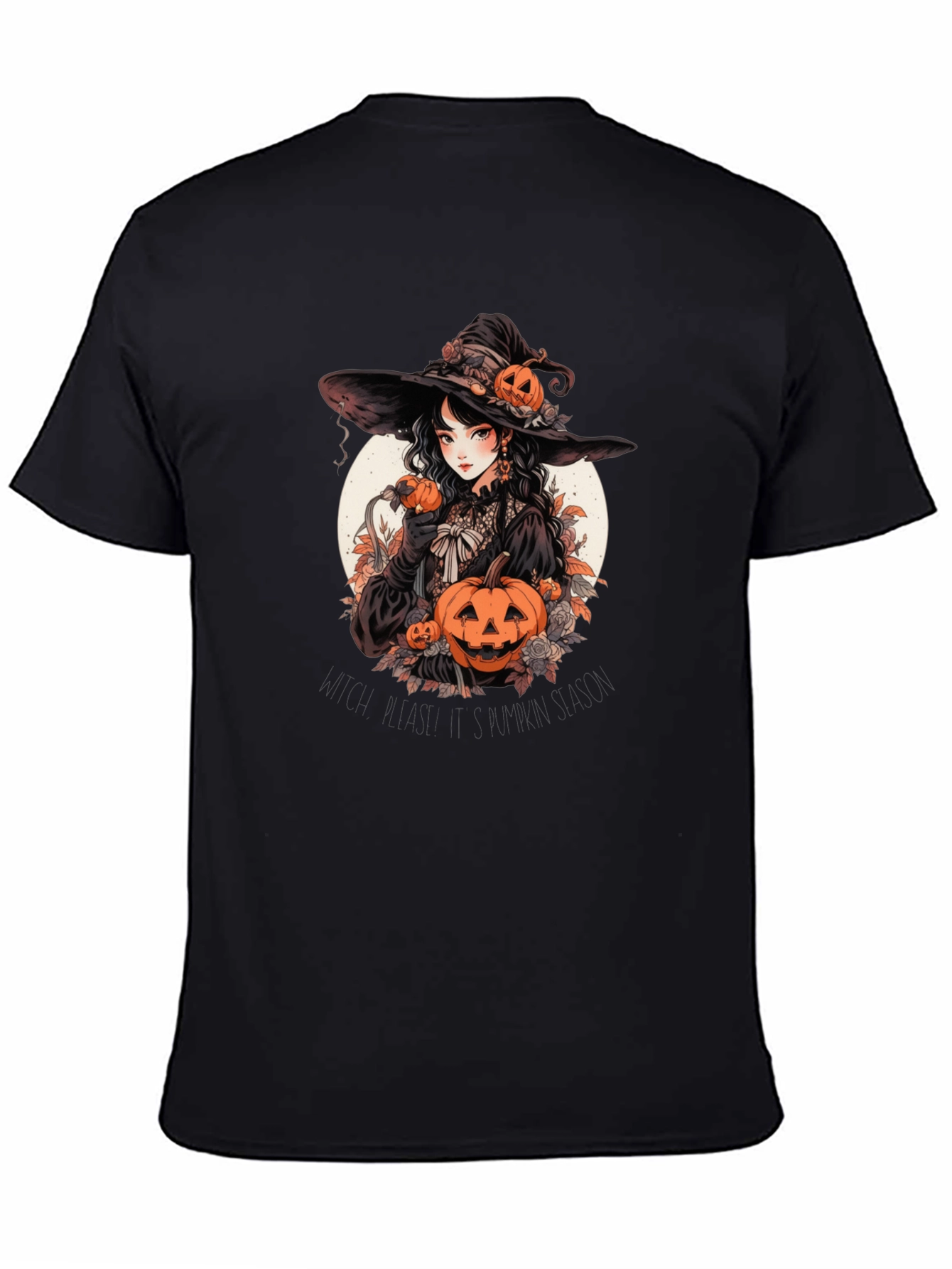 Witch & Pumpkins Graphic Tee - Halloween Shirt