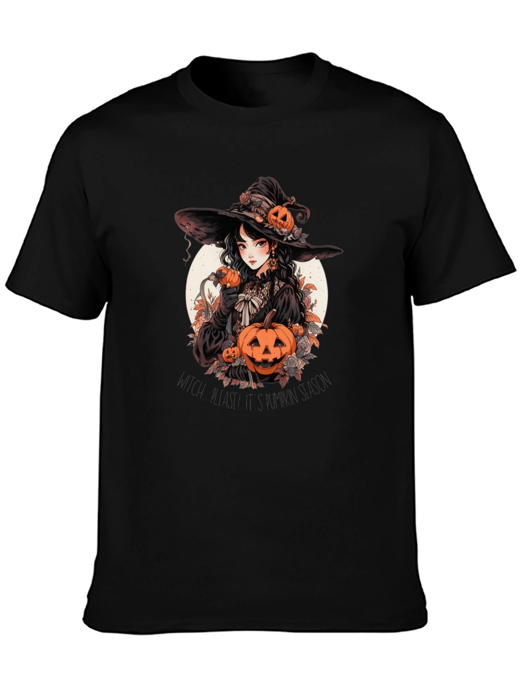 Witch & Pumpkins Graphic Tee - Halloween Shirt