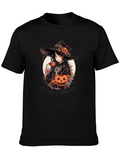 Witch & Pumpkins Graphic Tee - Halloween Shirt