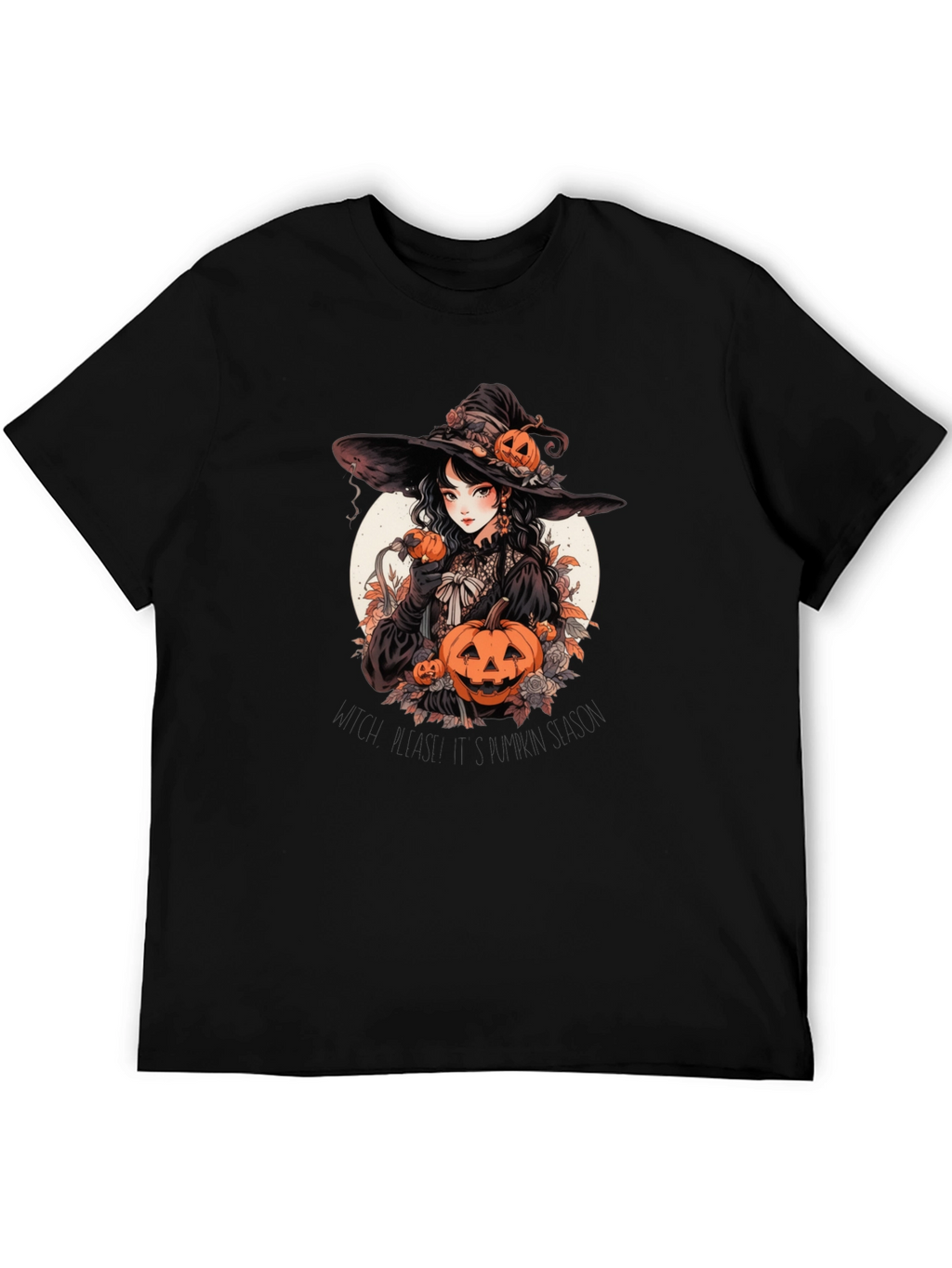 Witch & Pumpkins Graphic Tee - Halloween Shirt