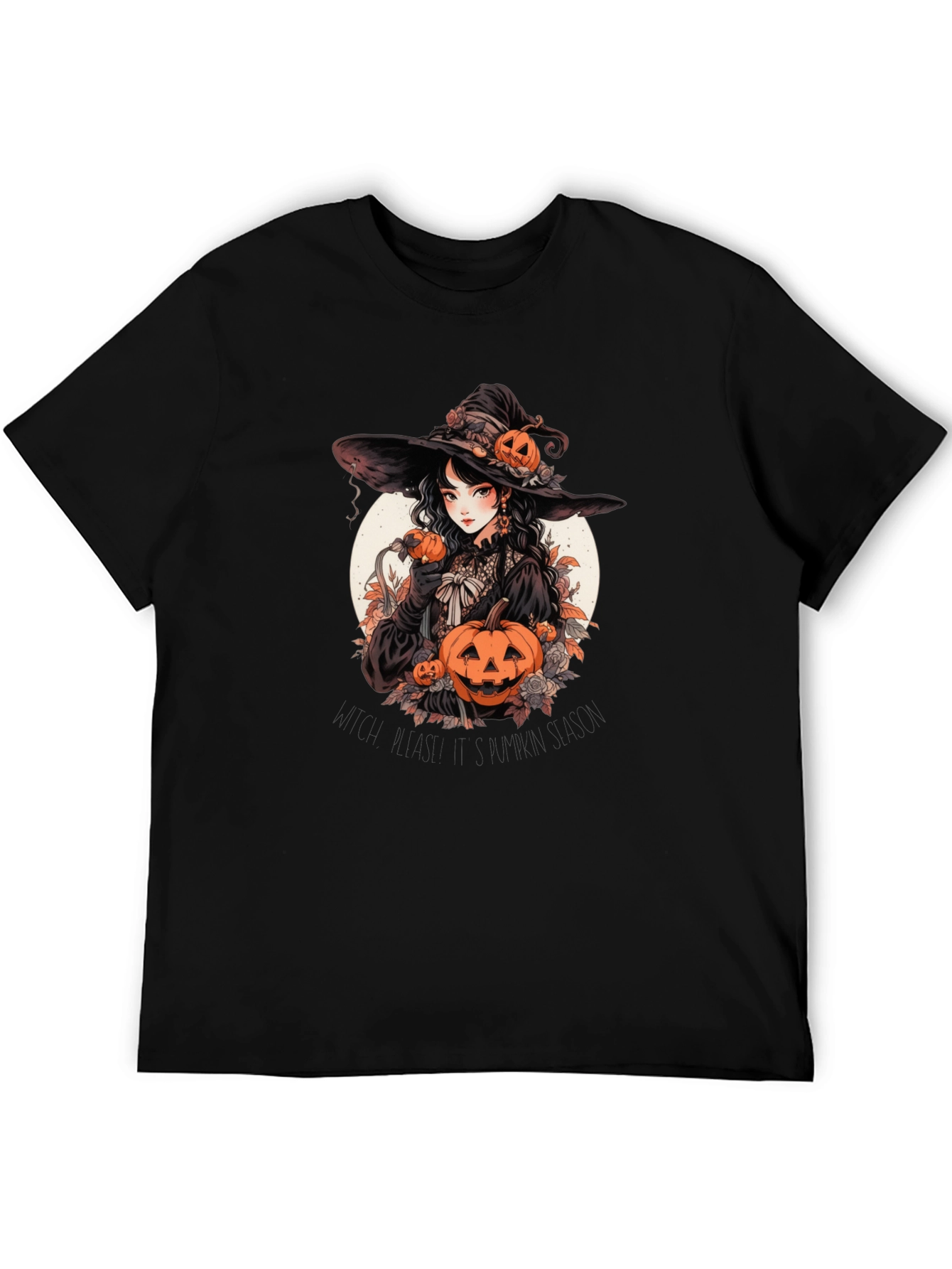Witch & Pumpkins Graphic Tee - Halloween Shirt