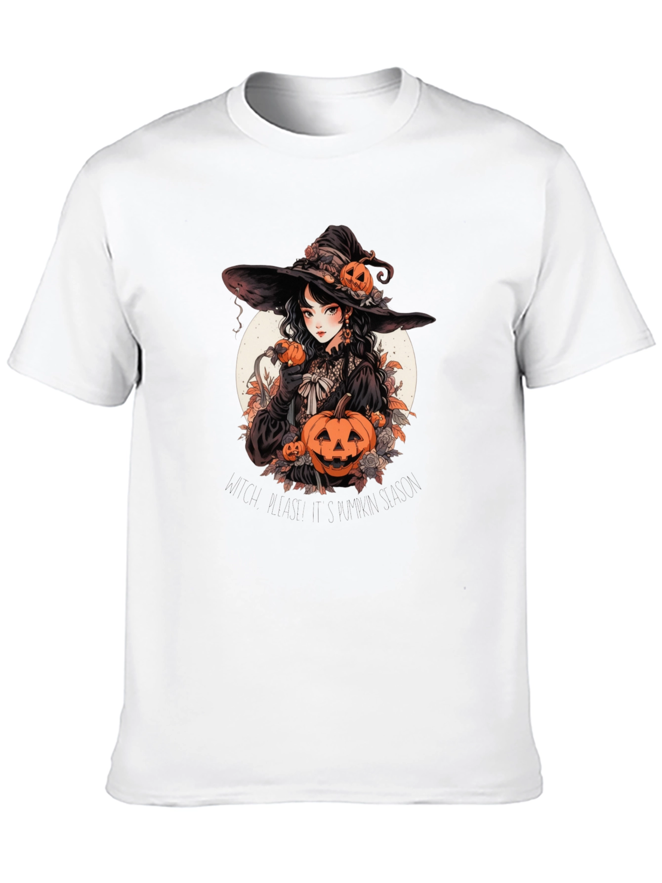 Witch & Pumpkins Graphic Tee - Halloween Shirt