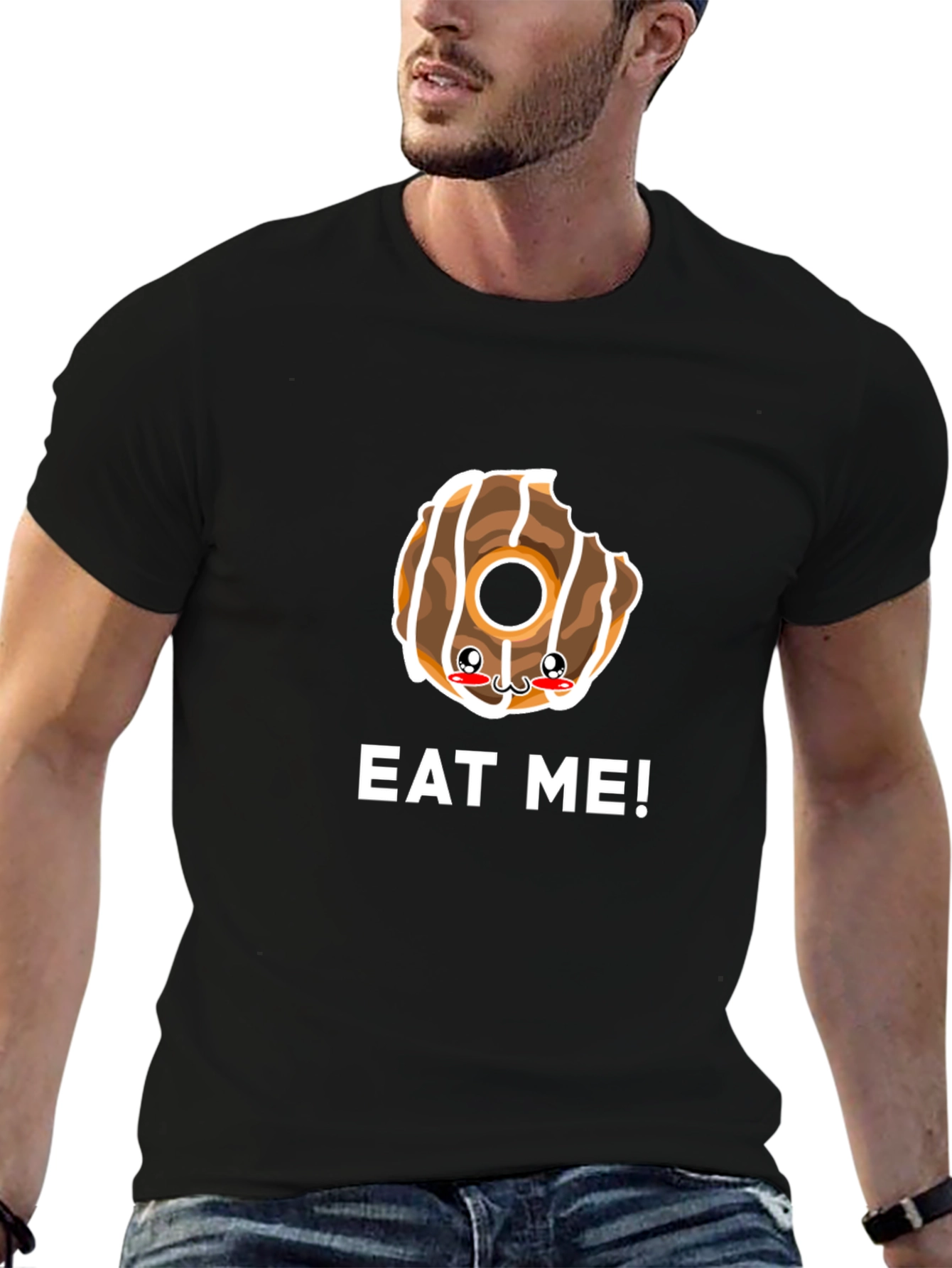 Eat Me Donut Graphic Tee - Black Cotton T-Shirt