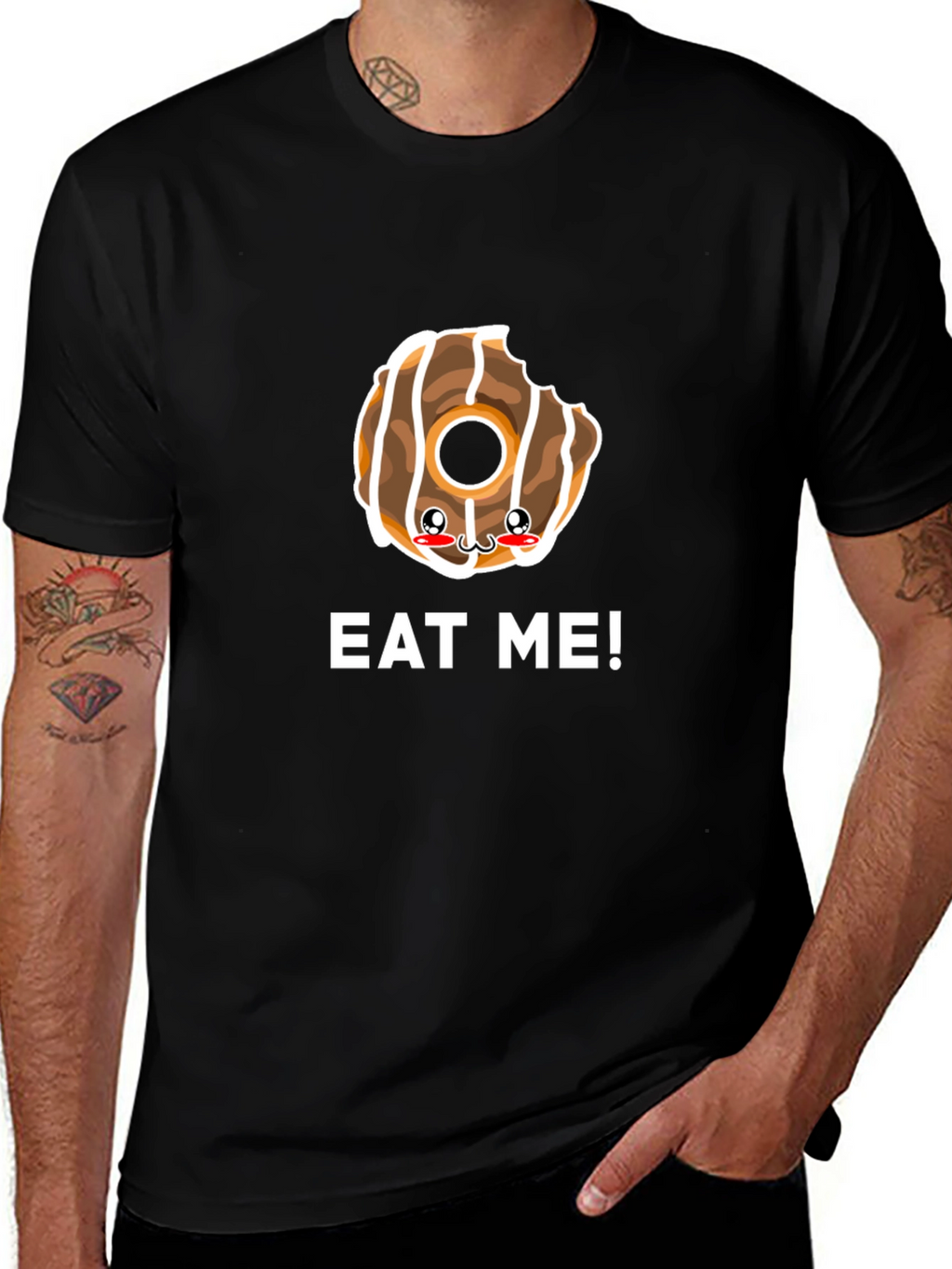 Eat Me Donut Graphic Tee - Black Cotton T-Shirt