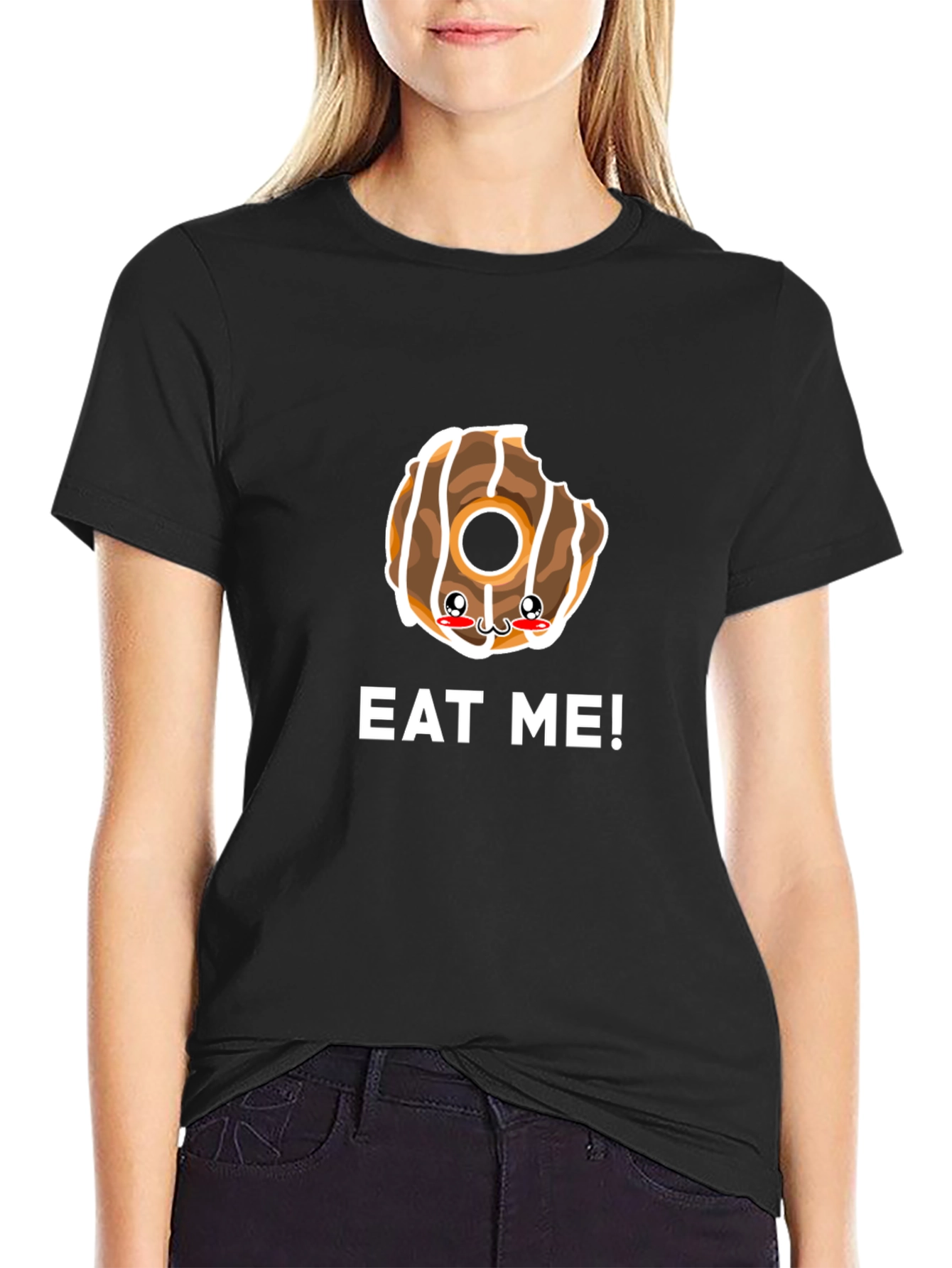 Eat Me Donut Graphic Tee - Black Cotton T-Shirt