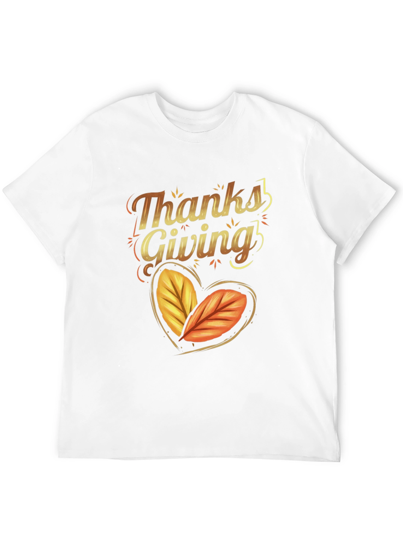 Thanksgiving Autumn Leaves Heart Black T-shirt