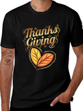 Thanksgiving Autumn Leaves Heart Black T-shirt