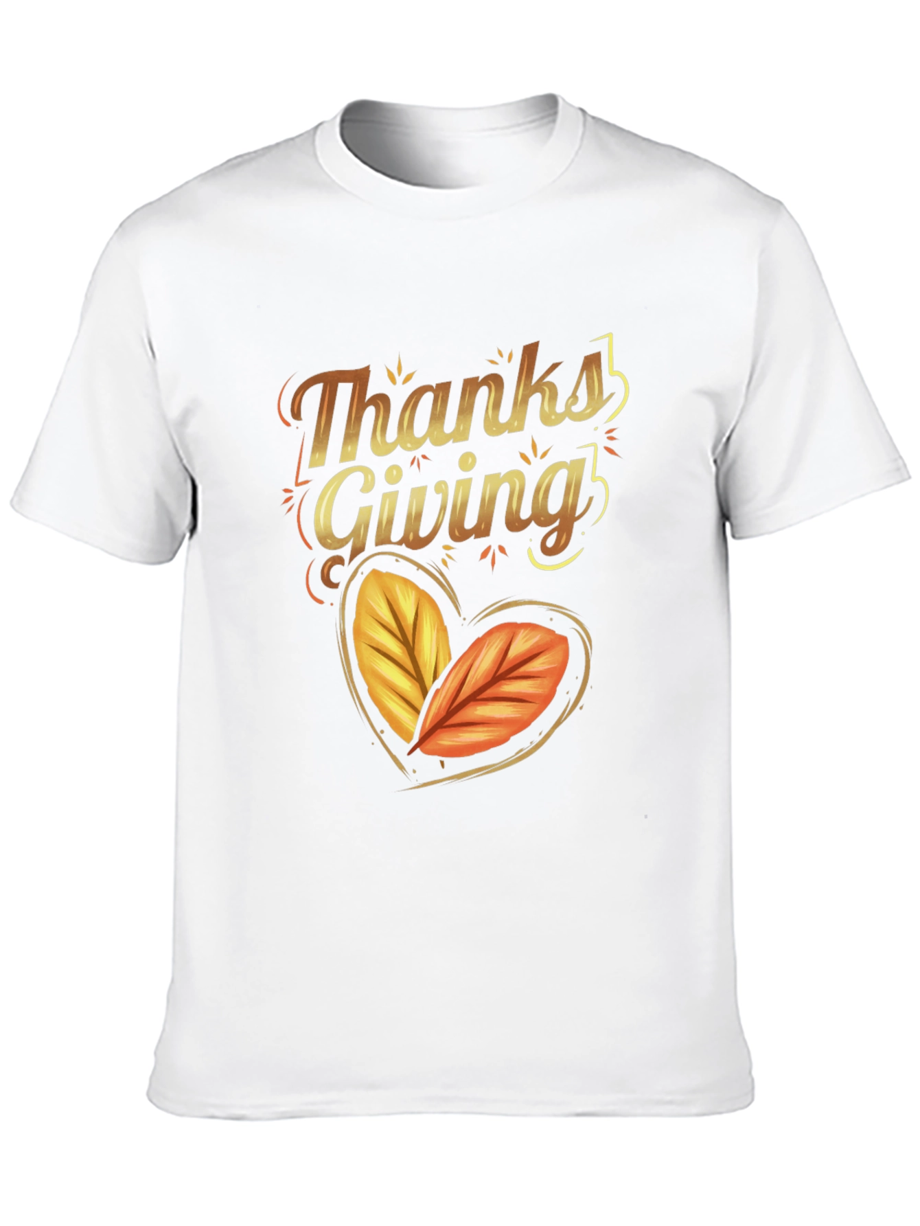 Thanksgiving Autumn Leaves Heart Black T-shirt