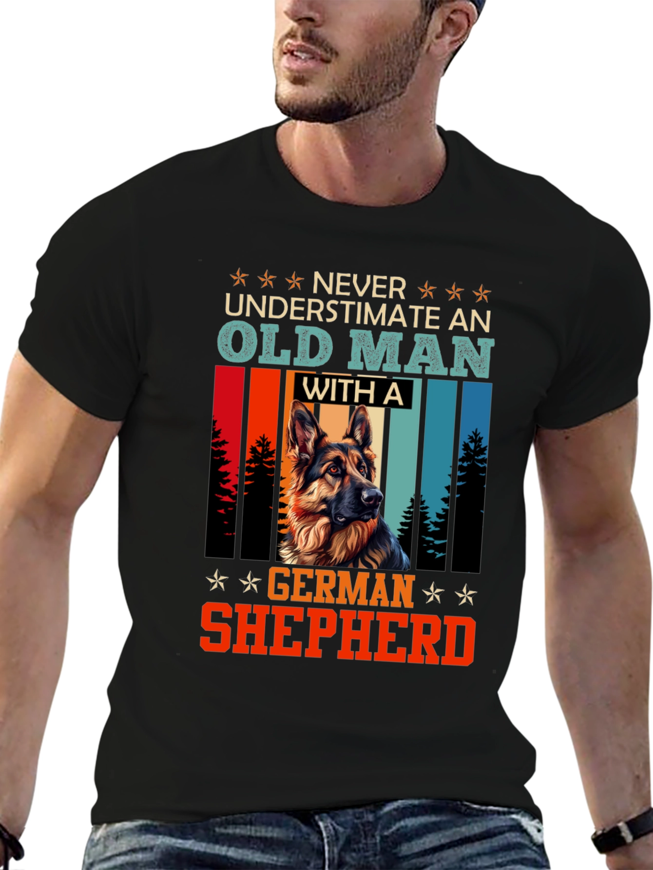 Old Man German Shepherd T-Shirt - Dog Lover Gift