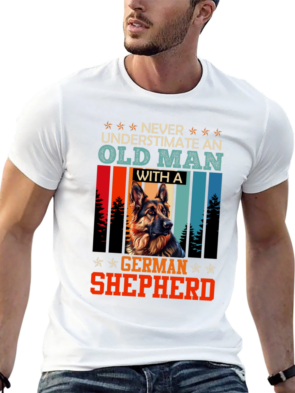 Old Man German Shepherd T-Shirt - Dog Lover Gift