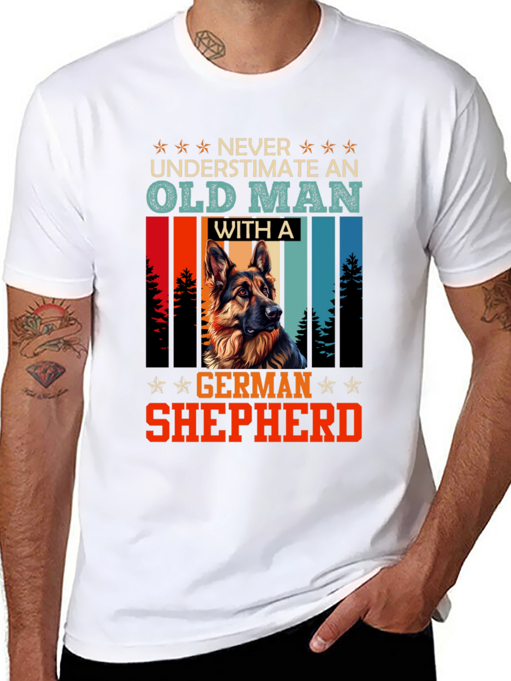 Old Man German Shepherd T-Shirt - Dog Lover Gift
