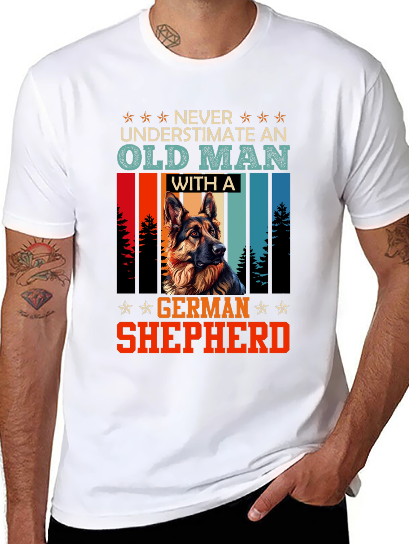 Old Man German Shepherd T-Shirt - Dog Lover Gift