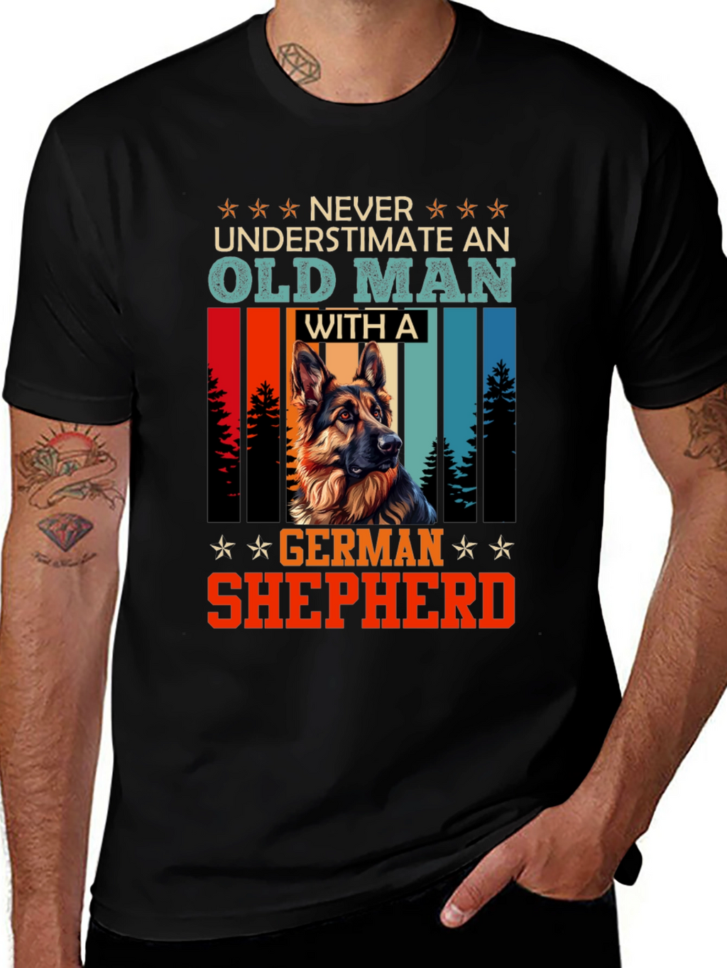 Old Man German Shepherd T-Shirt - Dog Lover Gift