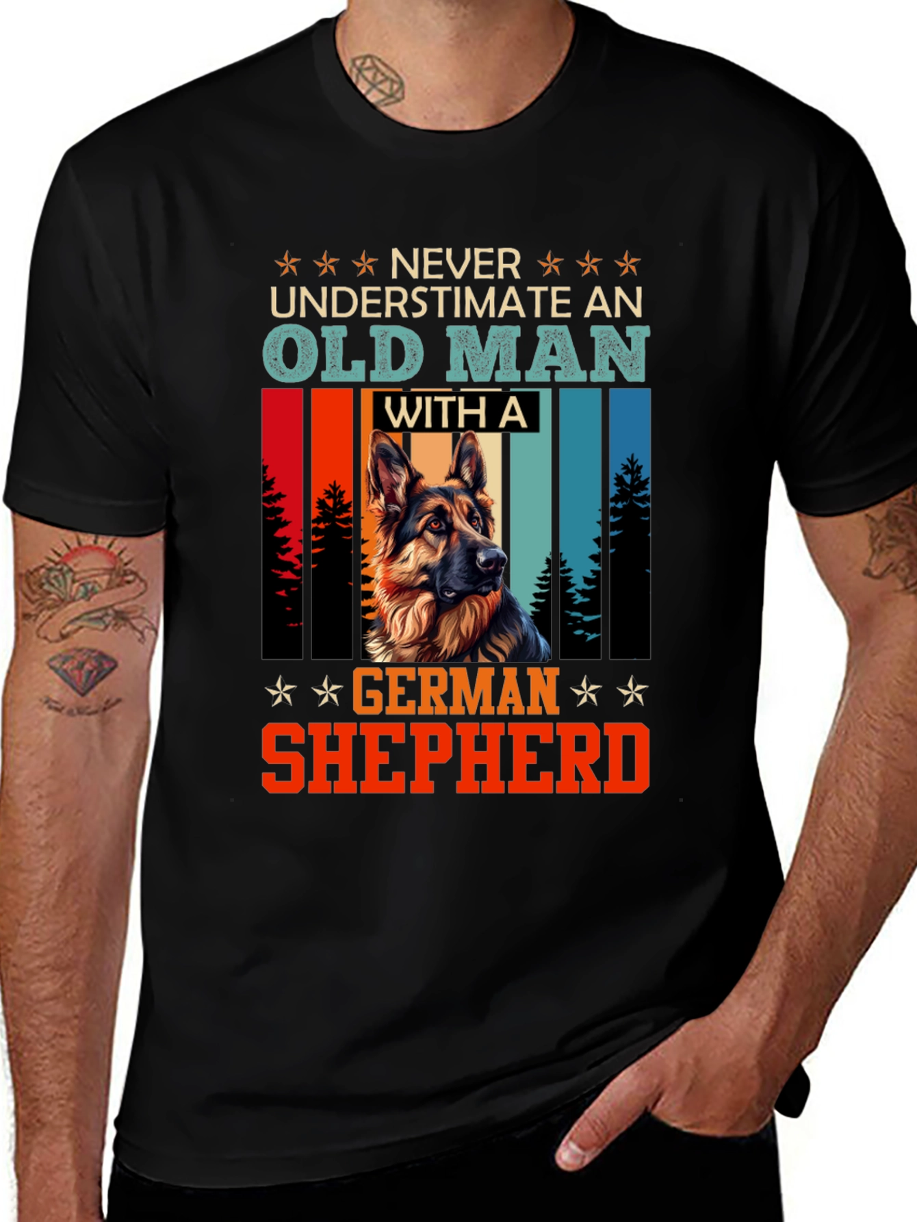 Old Man German Shepherd T-Shirt - Dog Lover Gift