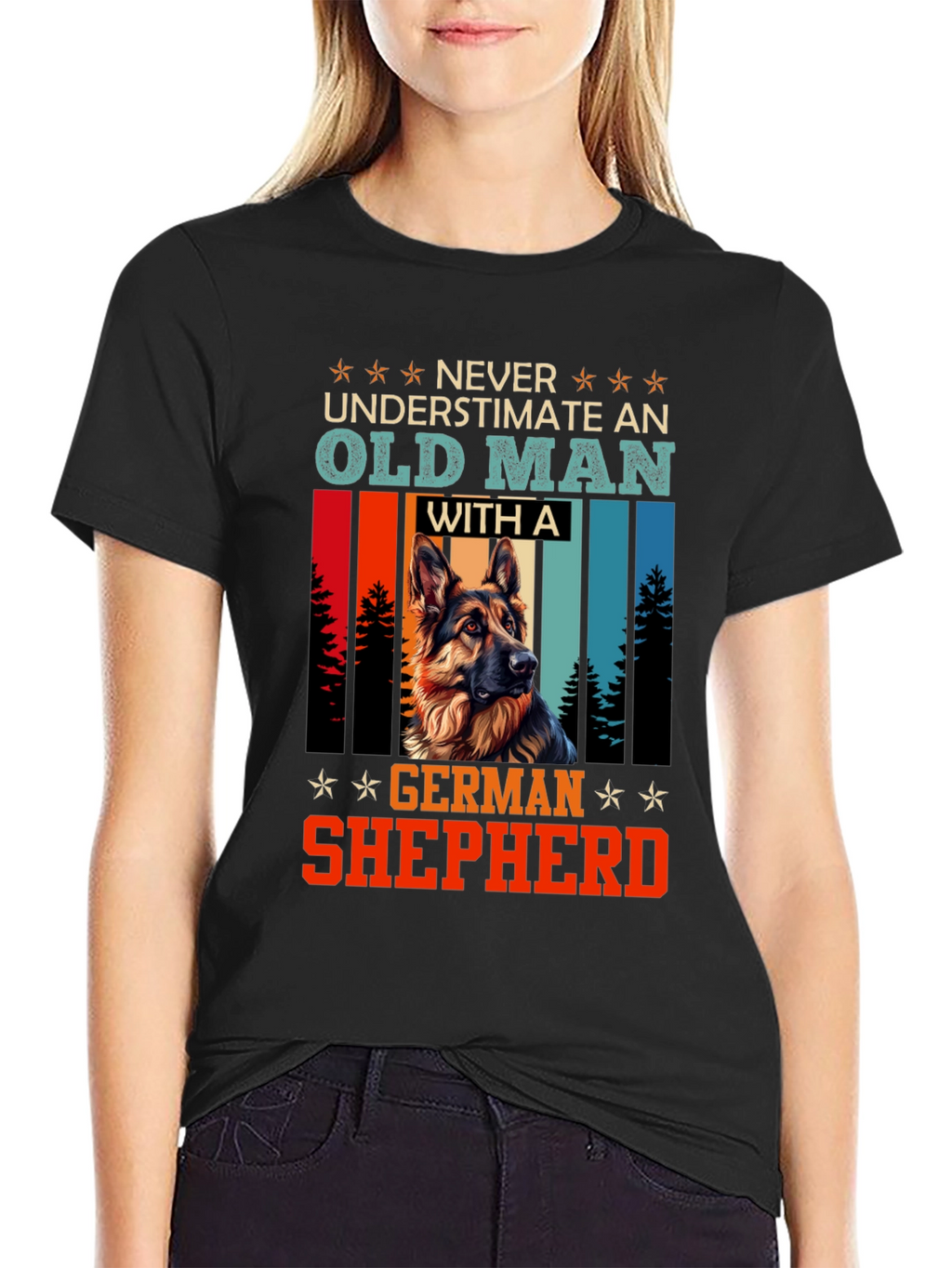 Old Man German Shepherd T-Shirt - Dog Lover Gift