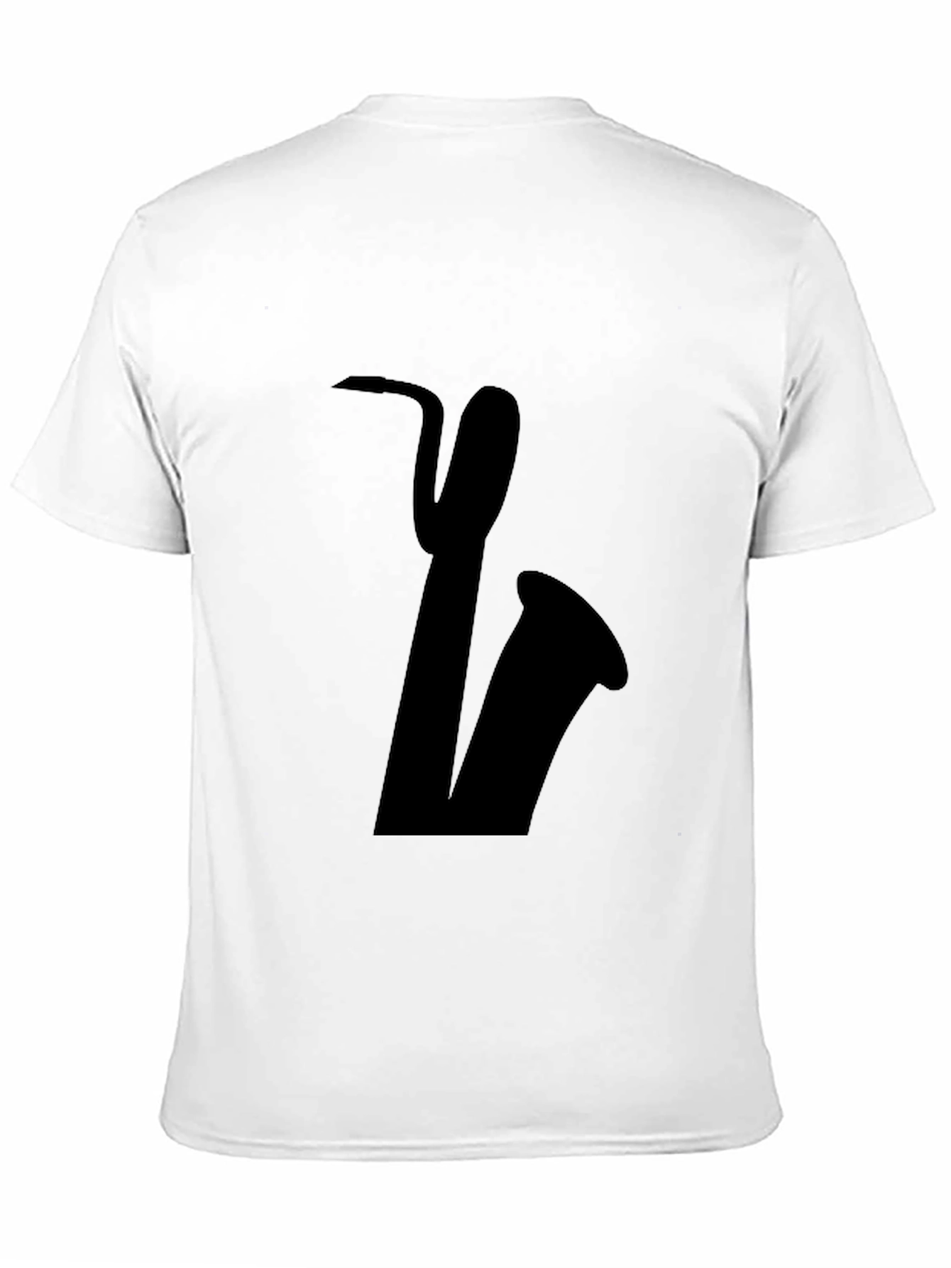 Saxophone Graphic Tee - Black Cotton Casual