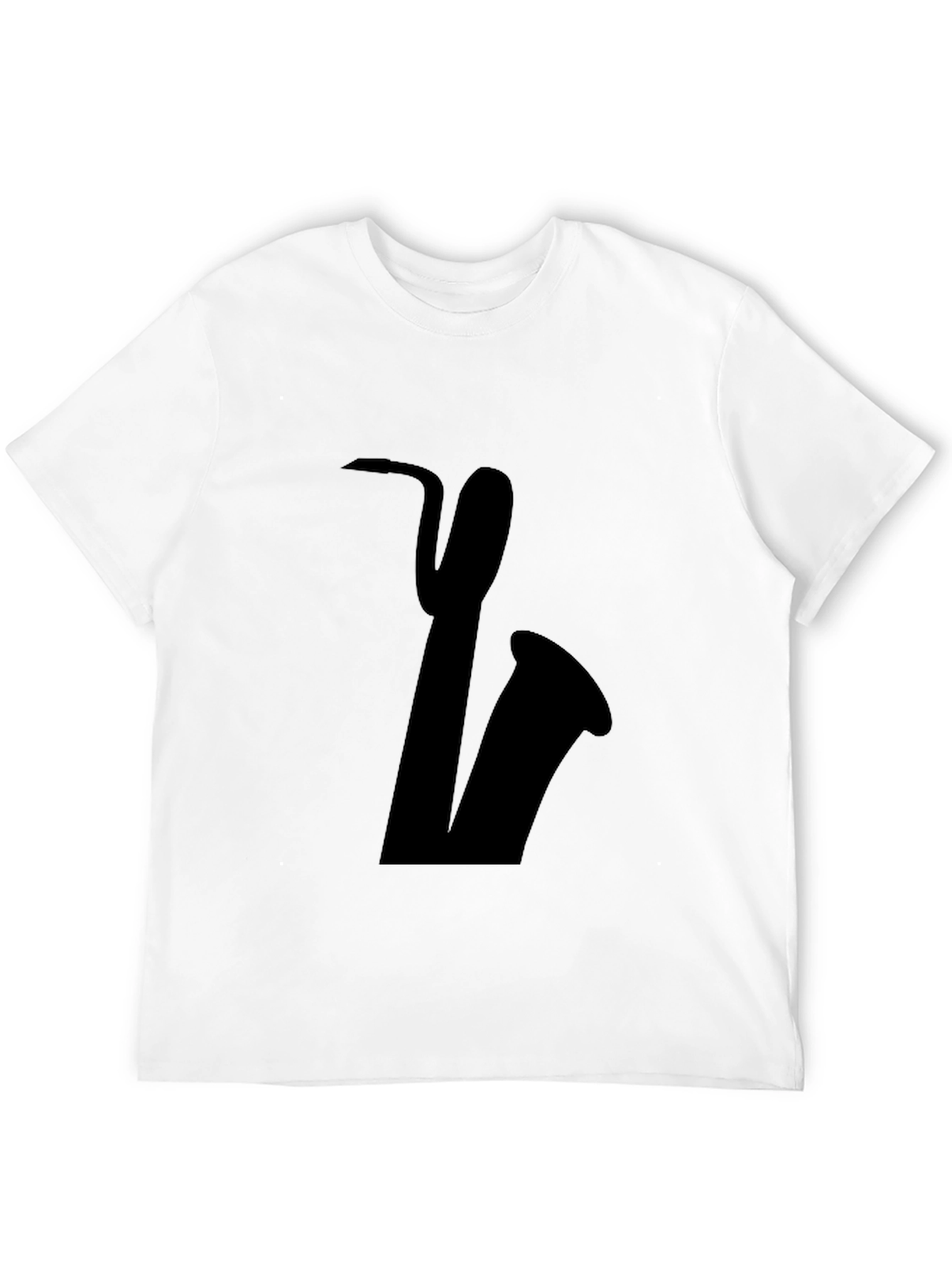Saxophone Graphic Tee - Black Cotton Casual