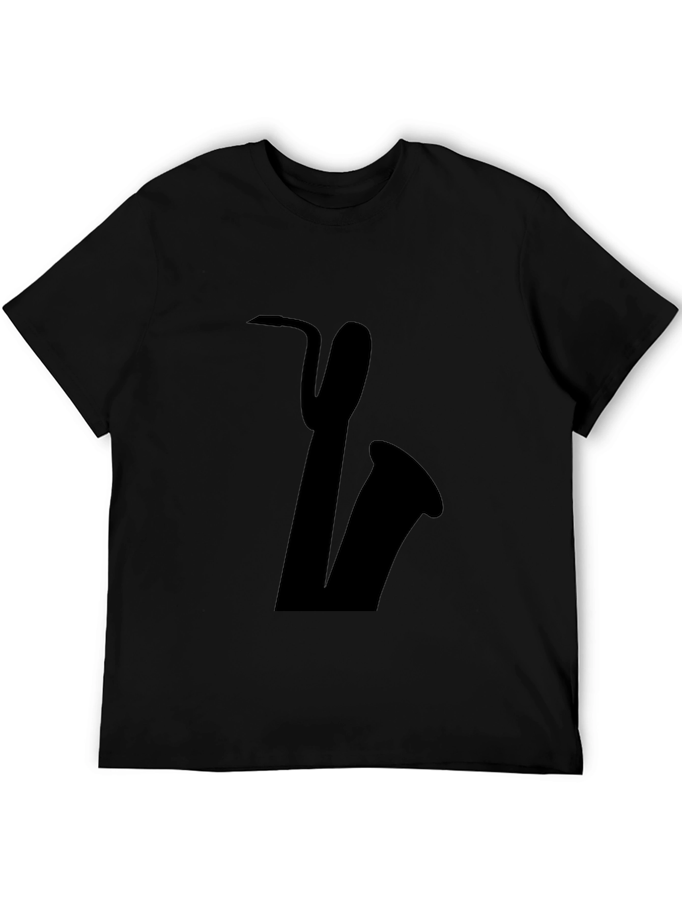 Saxophone Graphic Tee - Black Cotton Casual