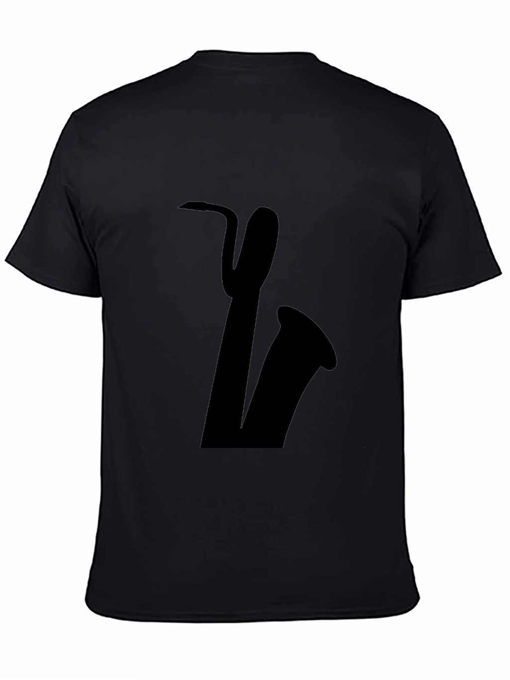 Saxophone Graphic Tee - Black Cotton Casual