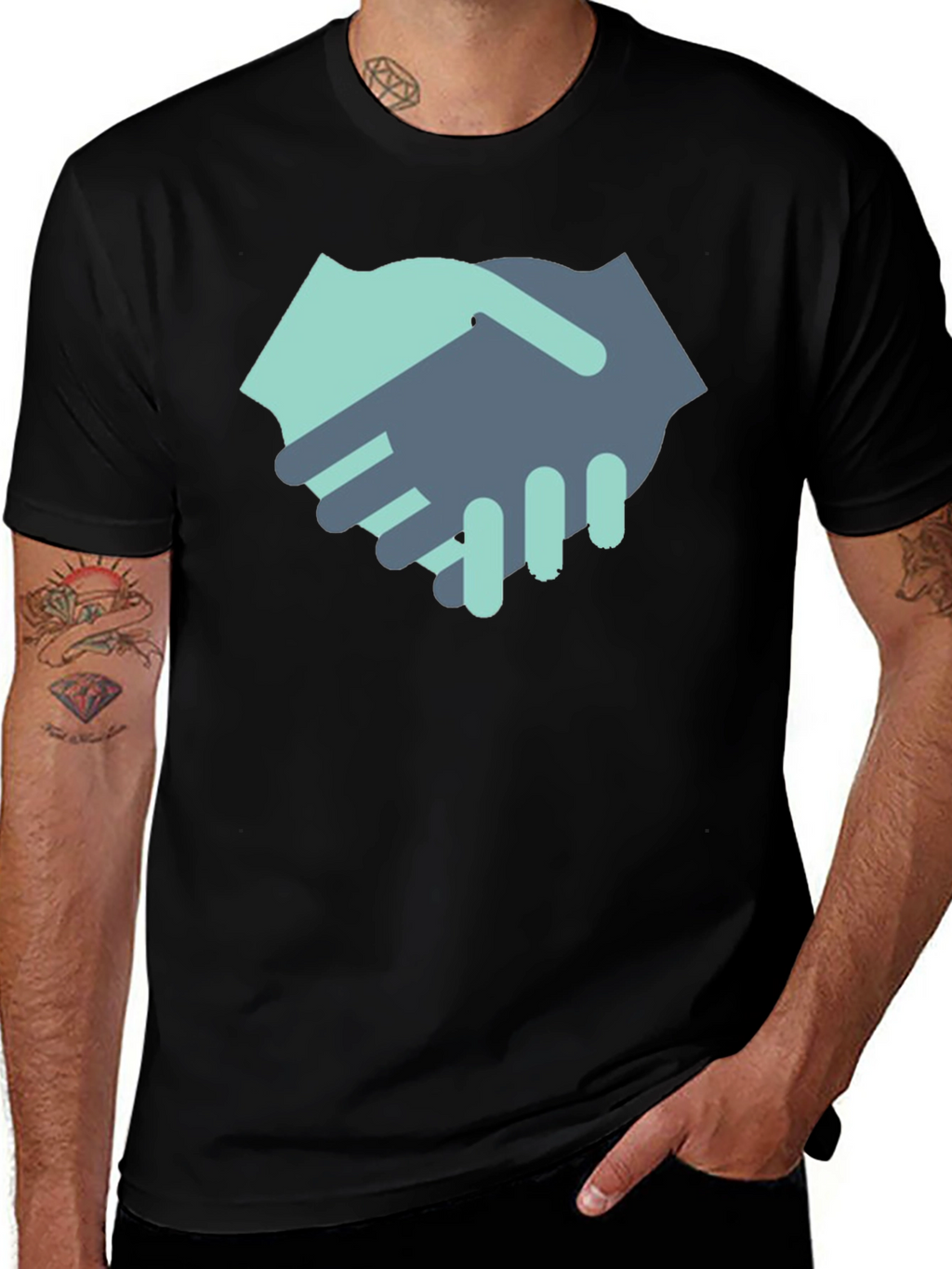 Handshake Graphic Black T-Shirt