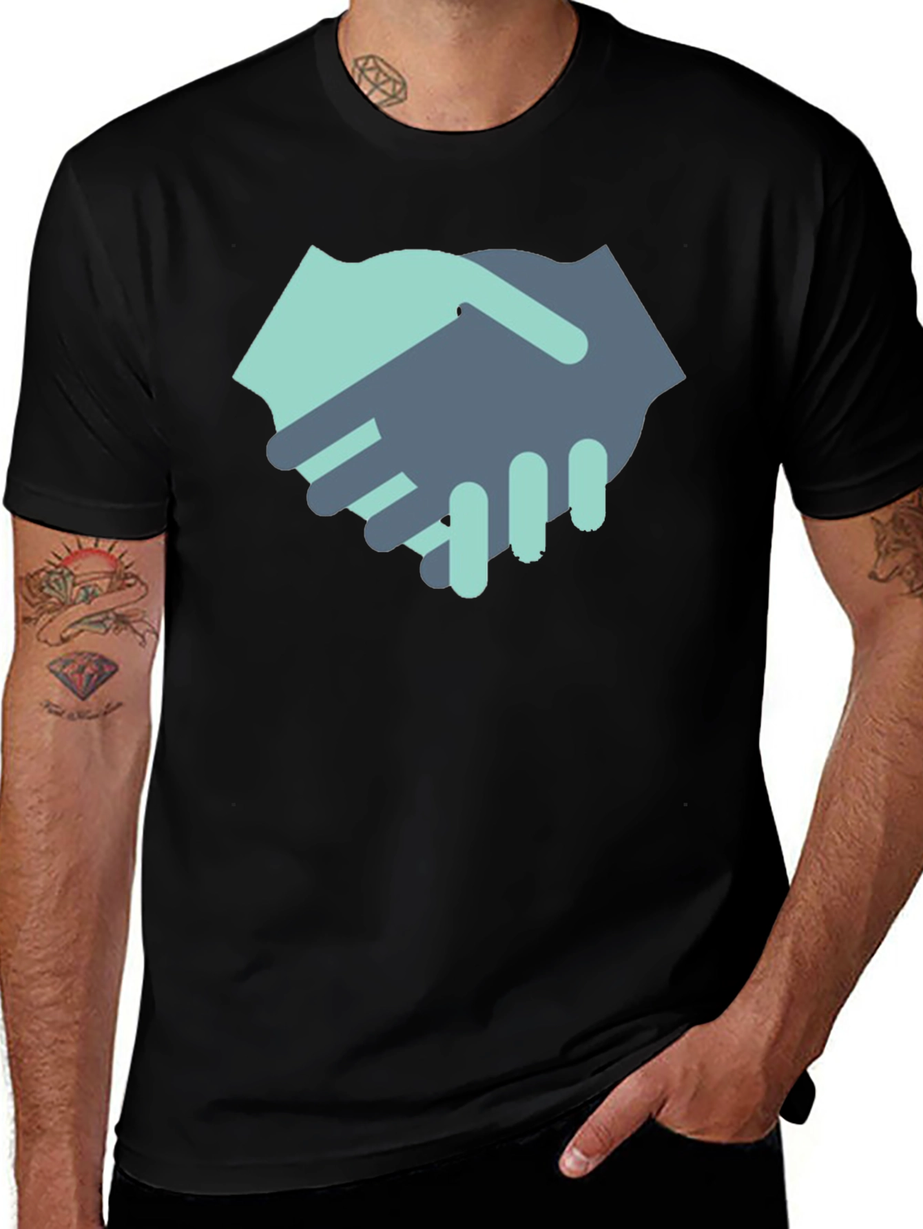 Handshake Graphic Black T-Shirt